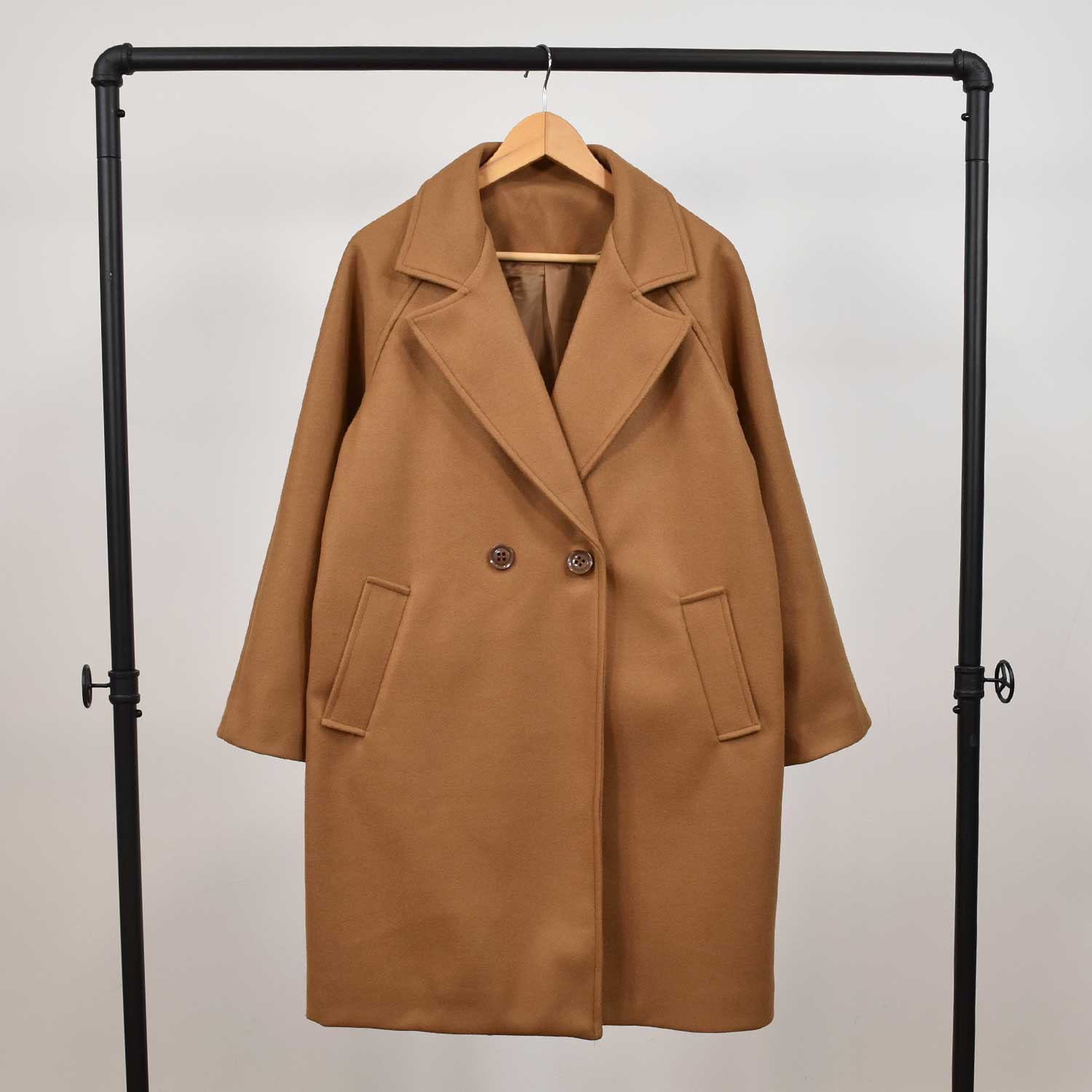 Manteau croisé camel