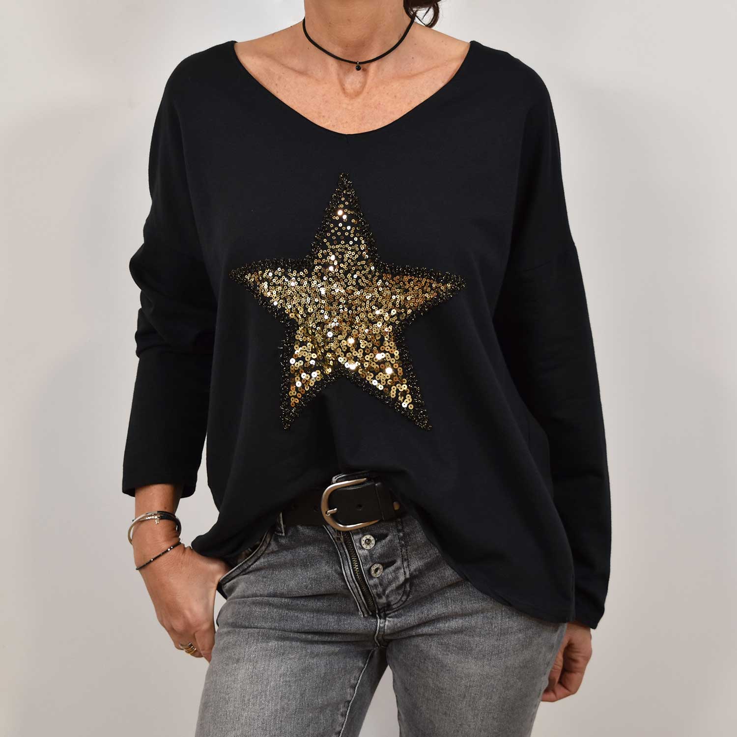 Sequin shop star sweatshirt