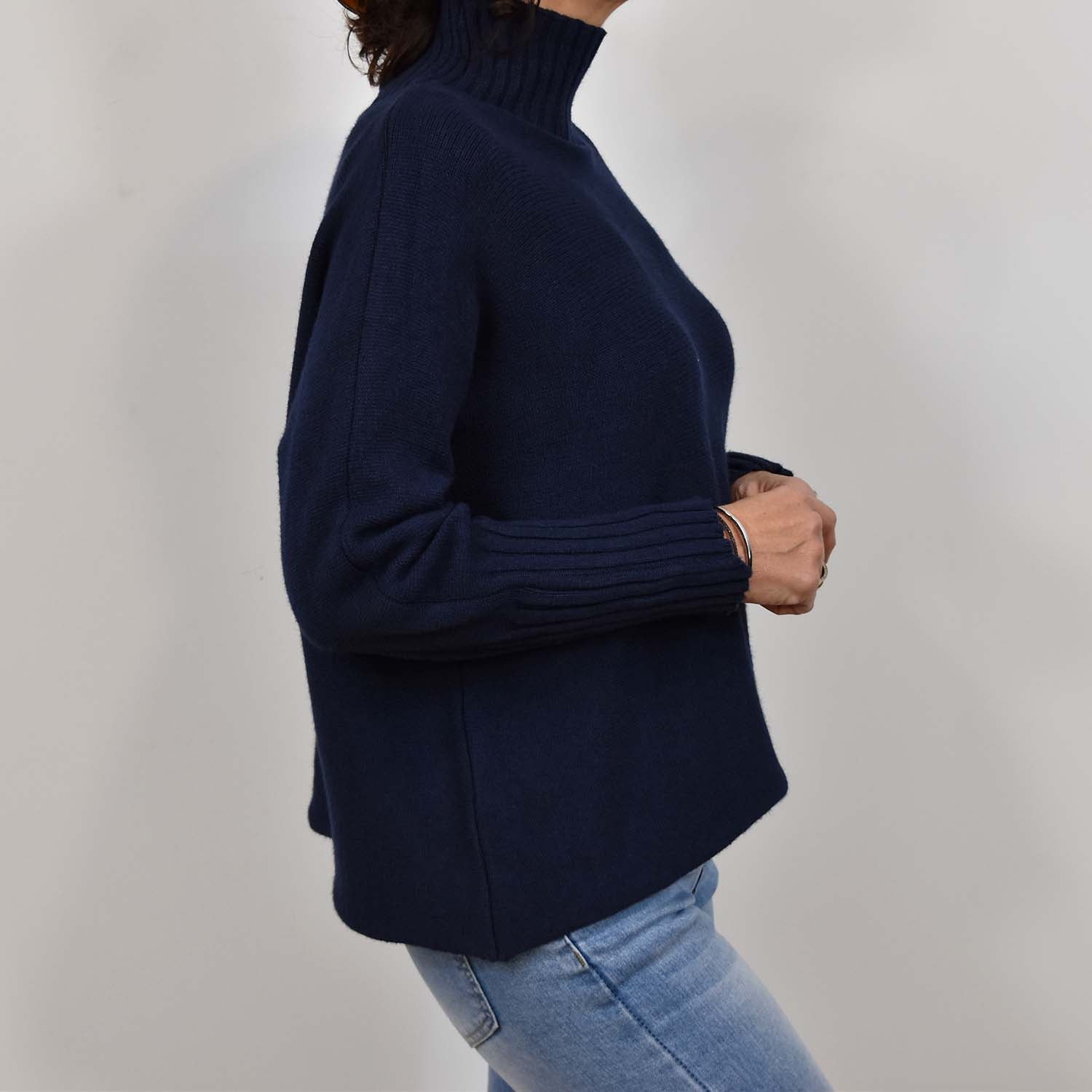 Blue halter ribbed sweater