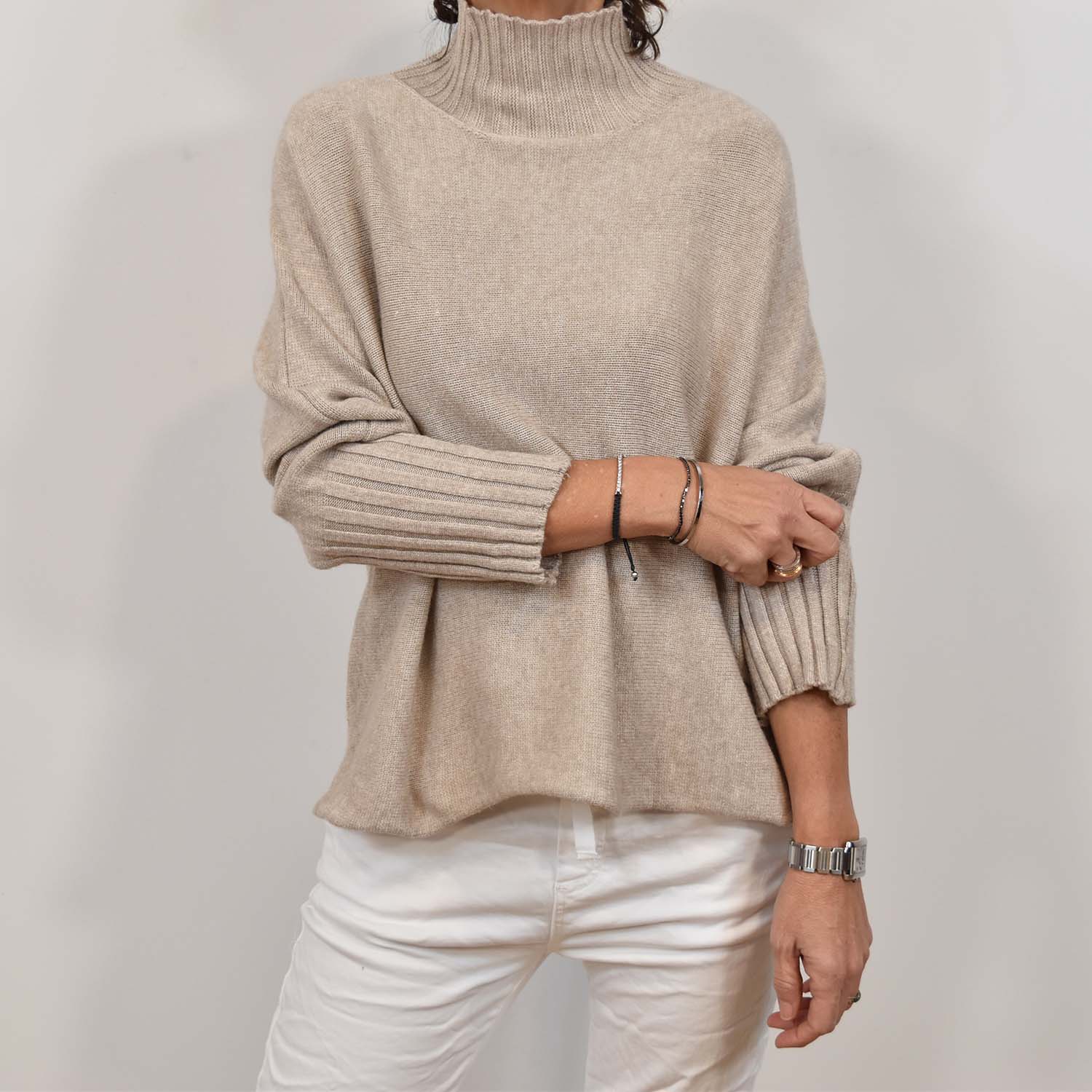 Sand halter ribbed sweater