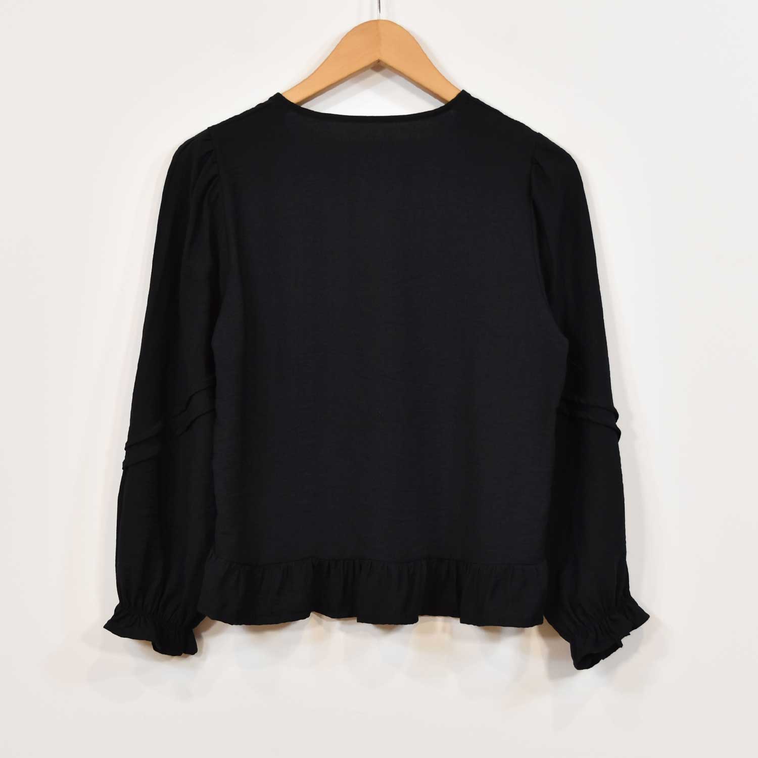 Black ruffle blouse