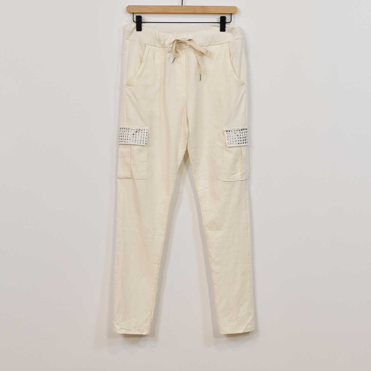 Pantalon cargo clous blanc