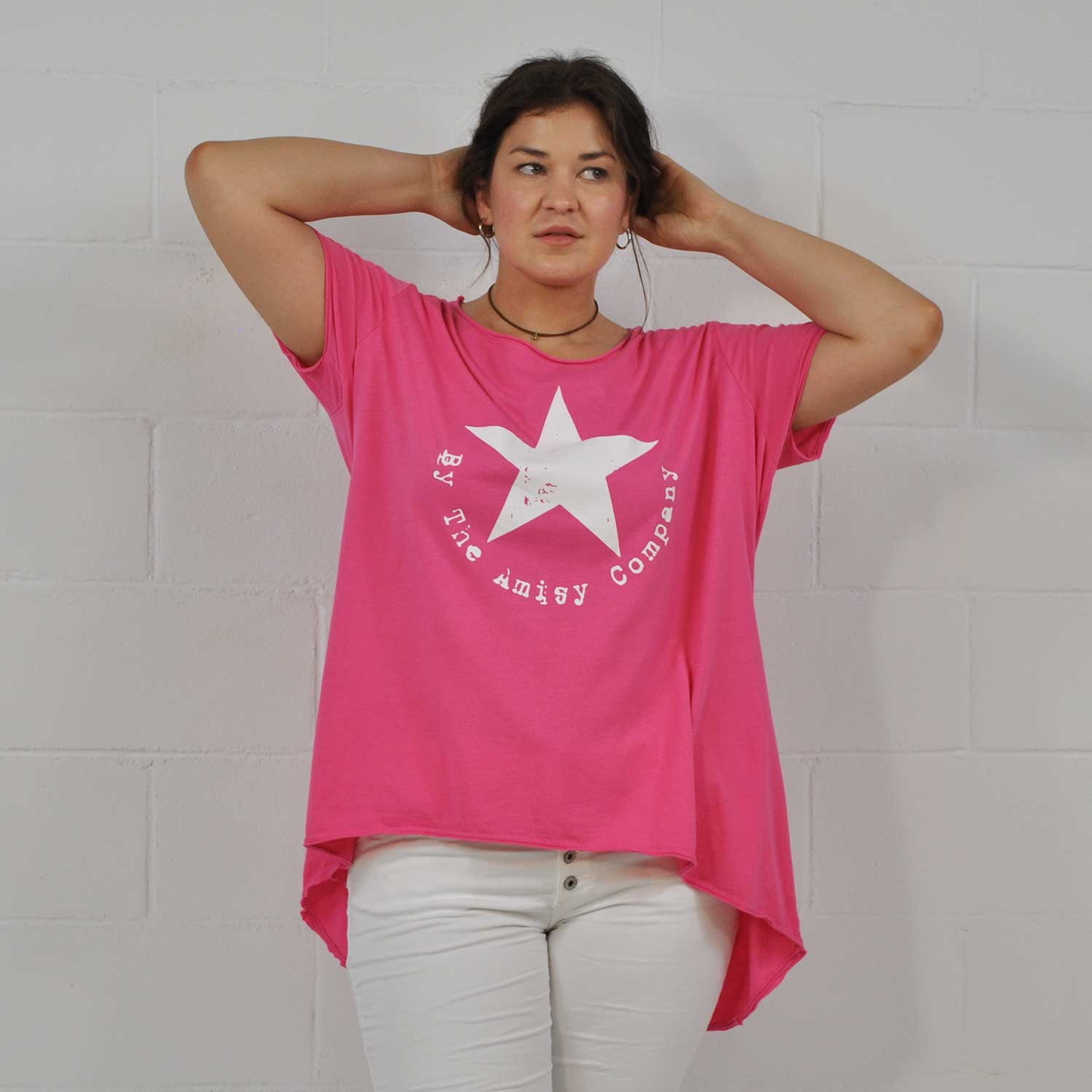 T-shirt asymétrique Amisy rose