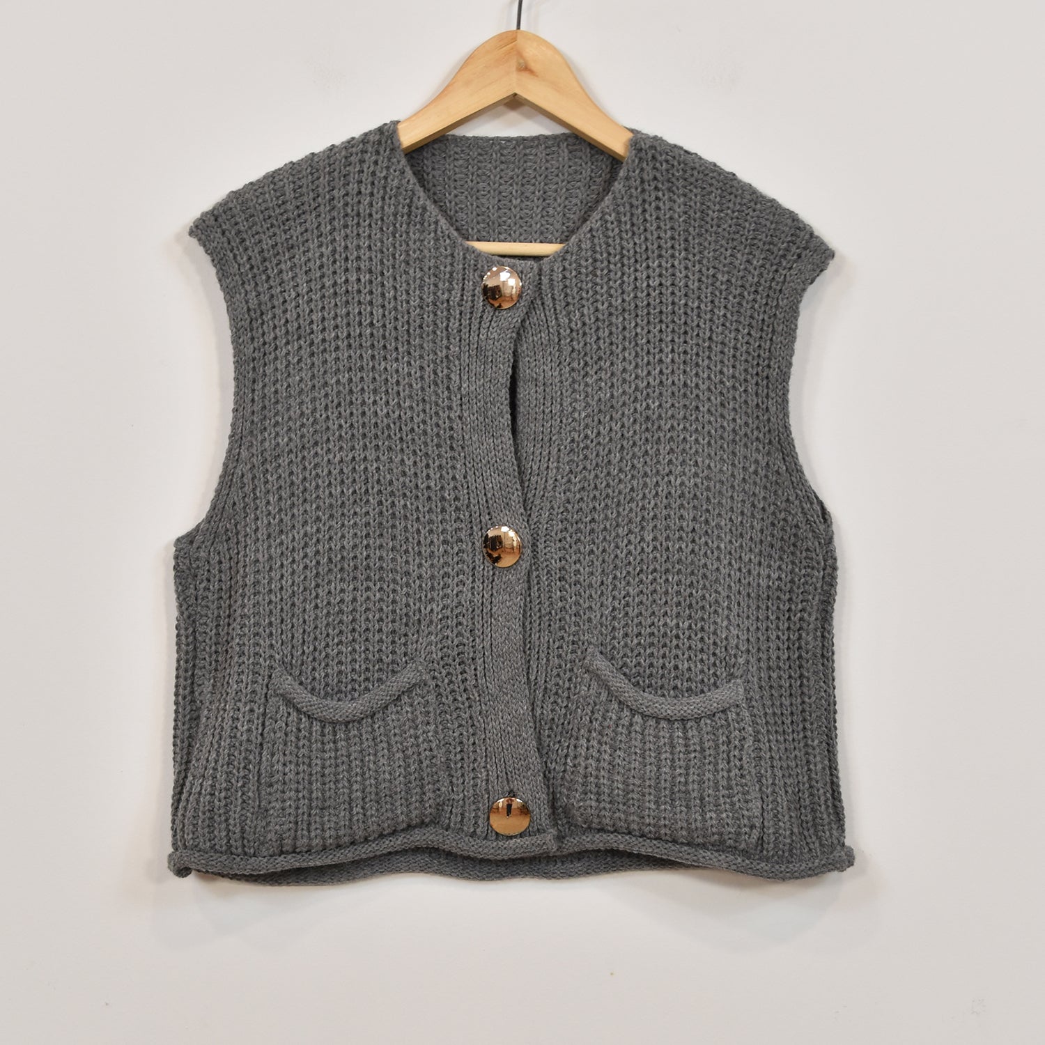 Grey golden buttons vest