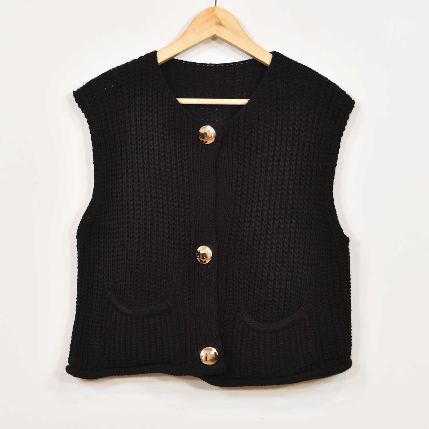 Black golden buttons vest