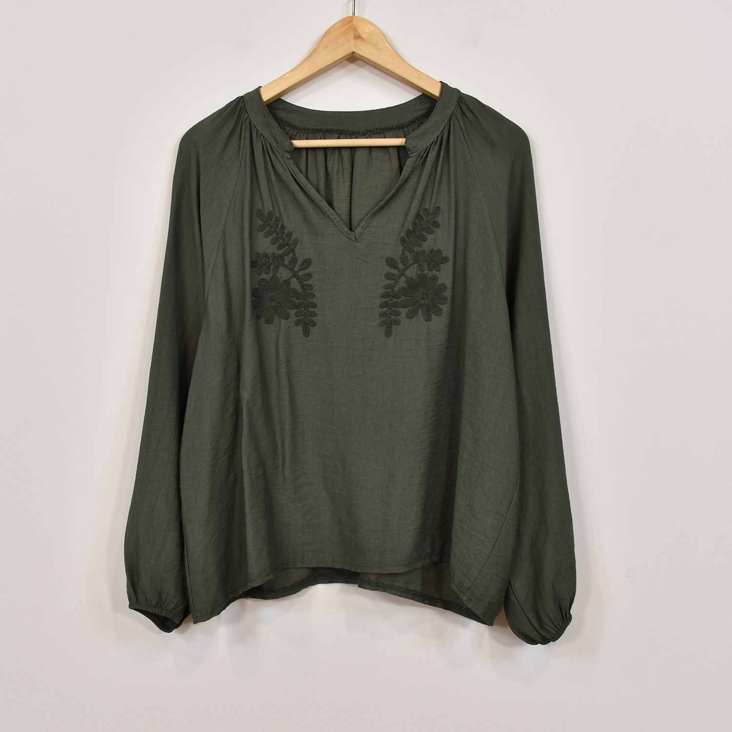 Kaki embroidered blouse