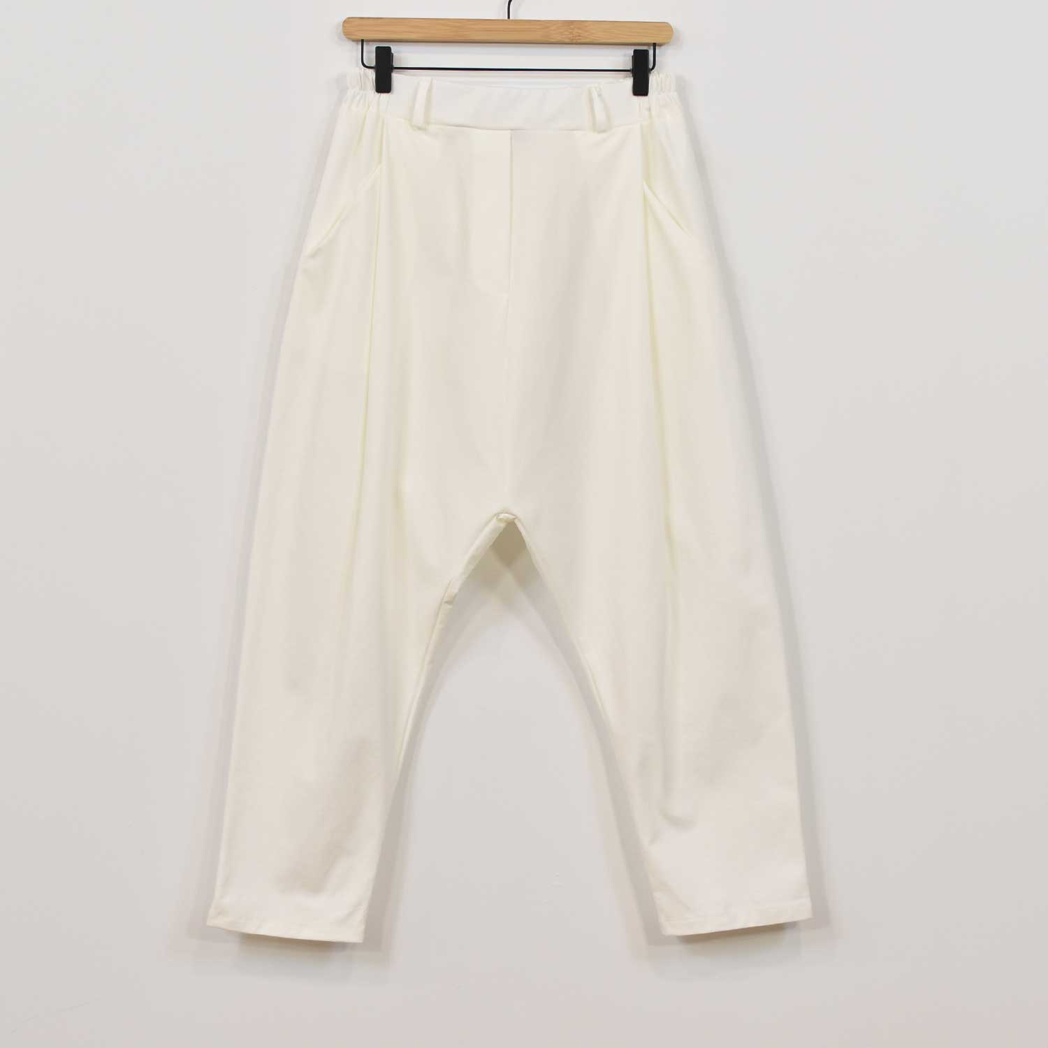 White elastic harem trousers 