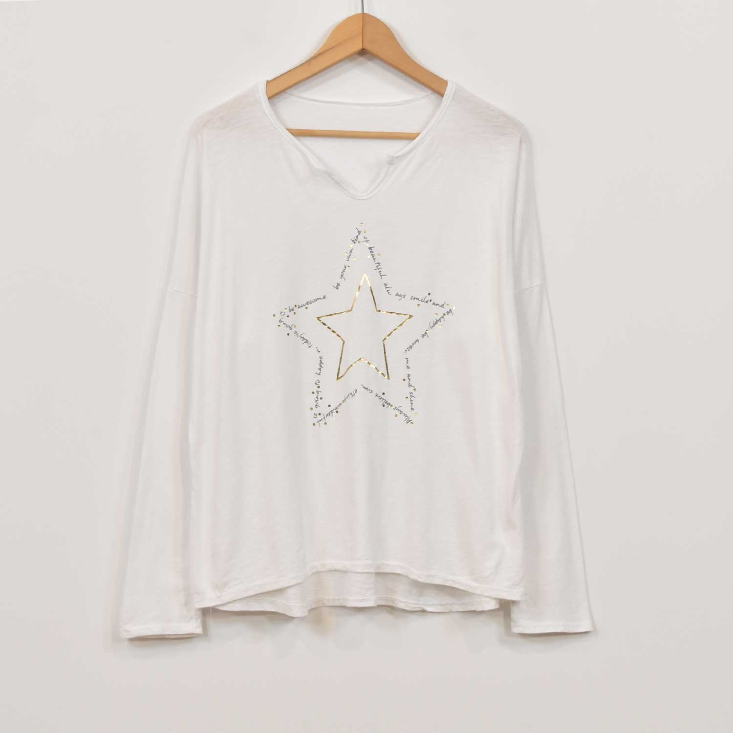 Camiseta estrella abertura blanca