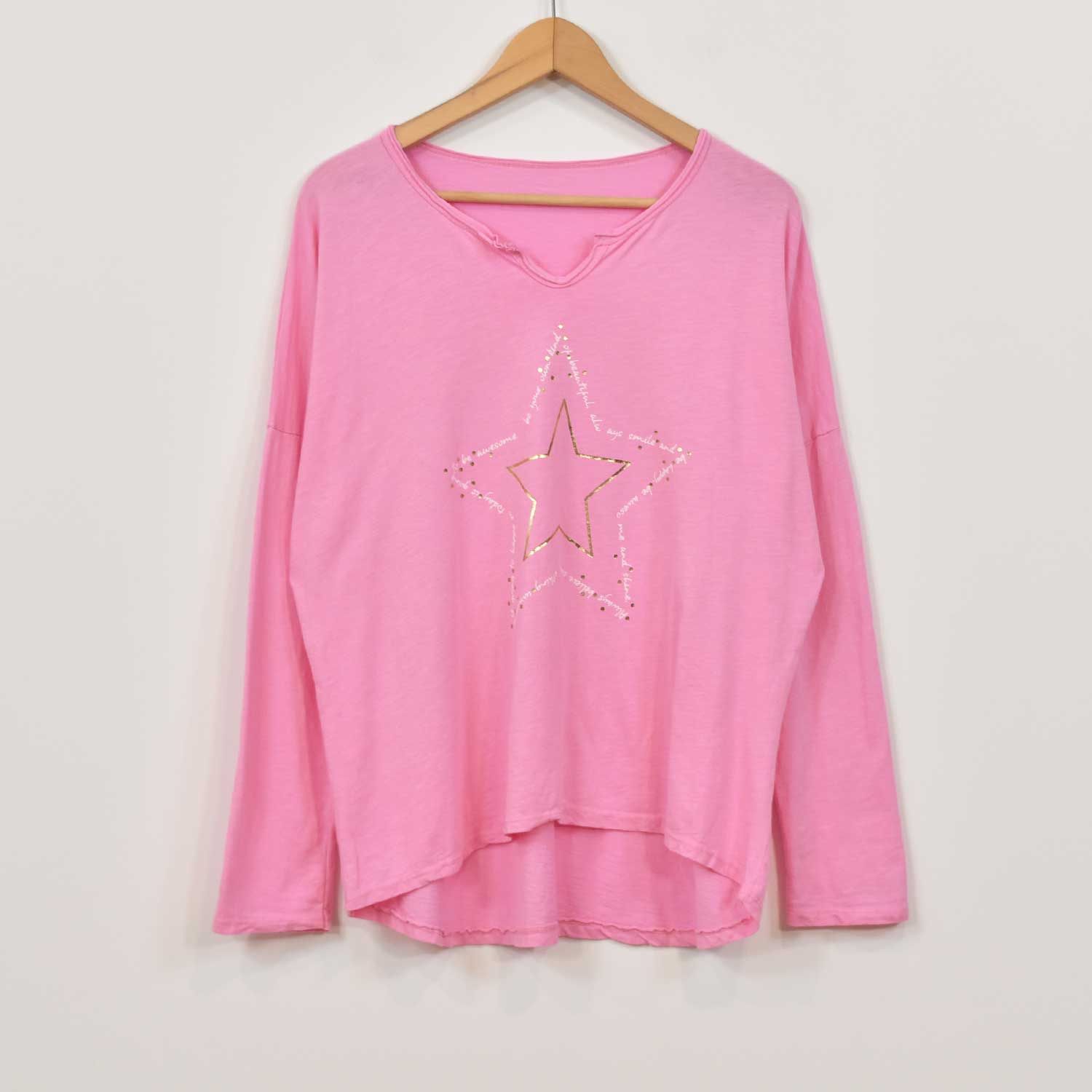 Camiseta estrella abertura rosa