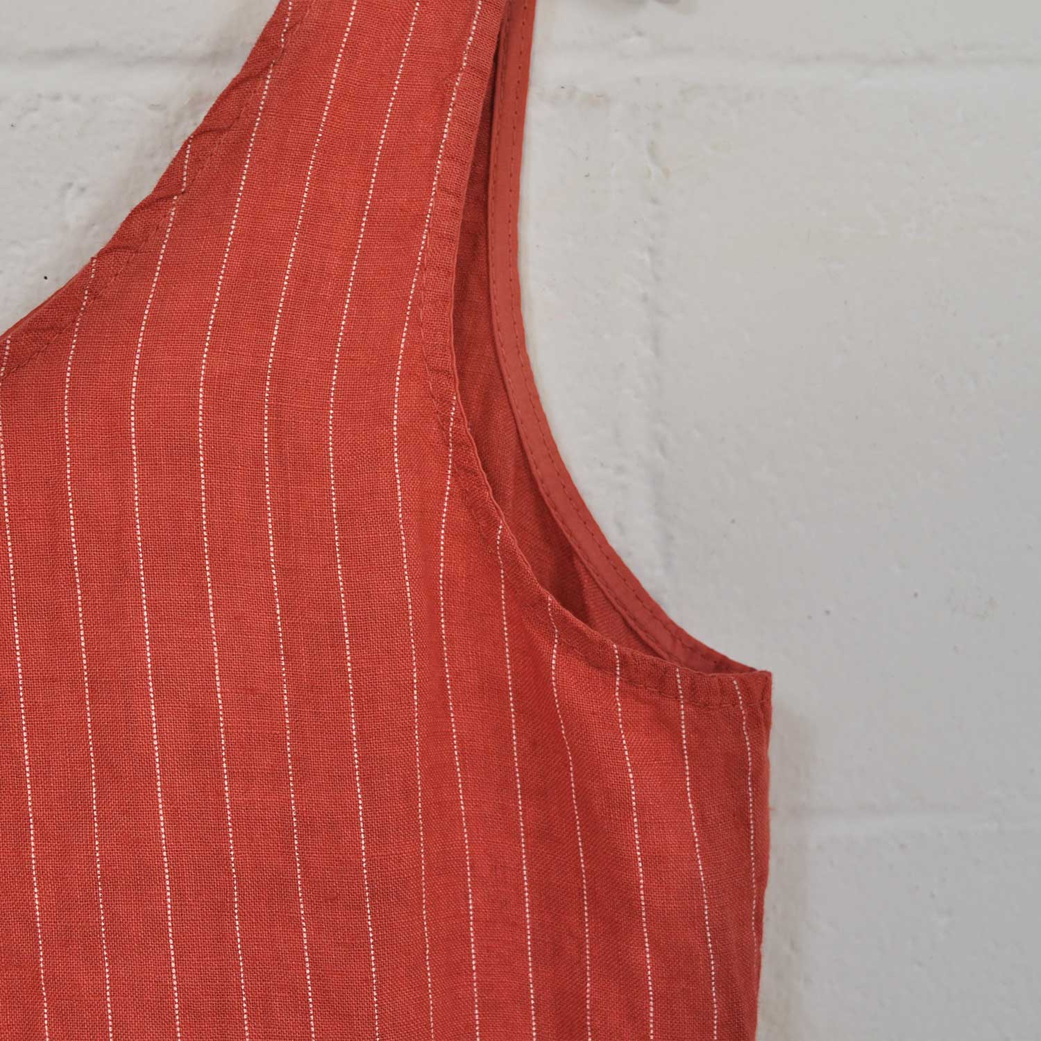 Red stripes linen jumpsuit