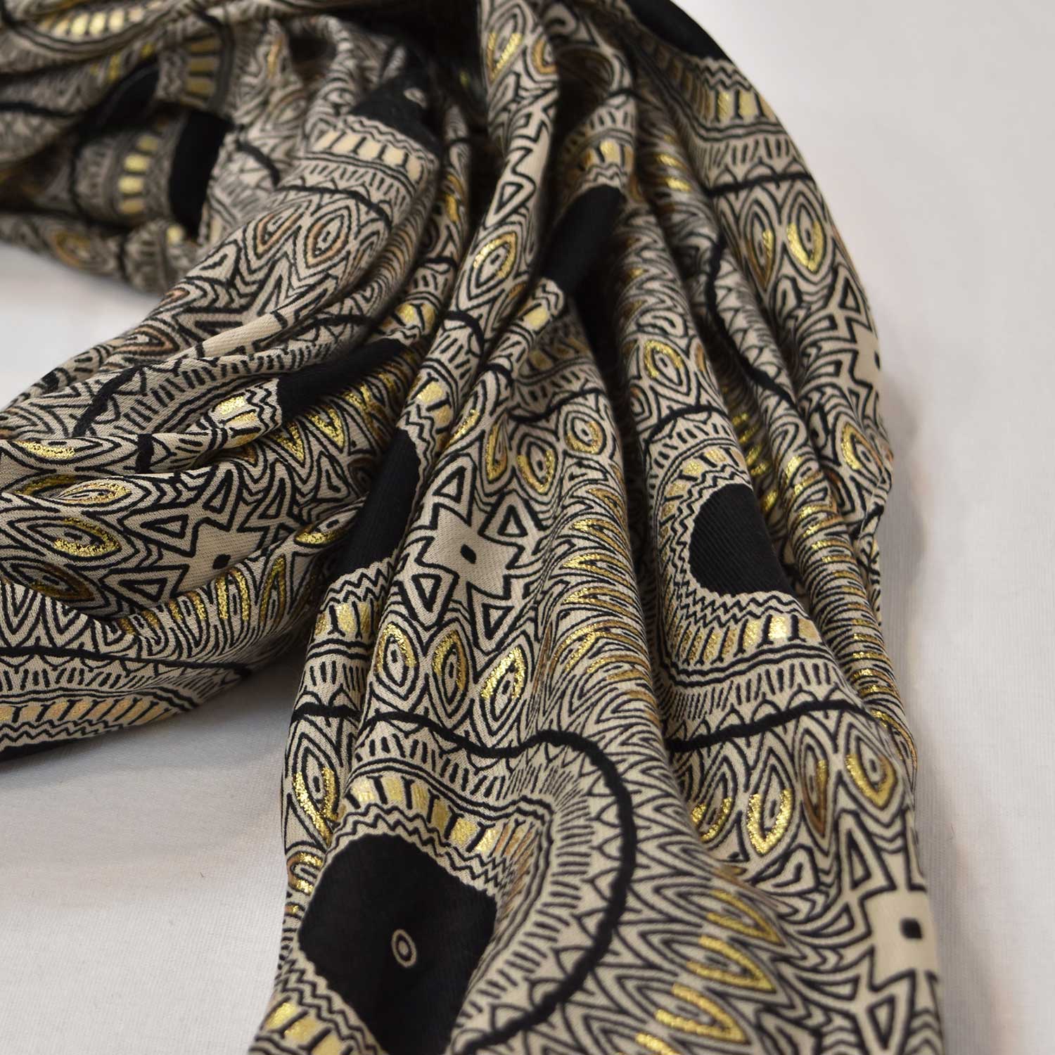 Black glitter printed scarf