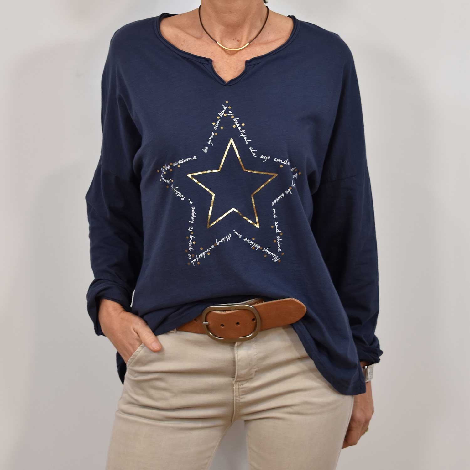 Blue star open t-shirt
