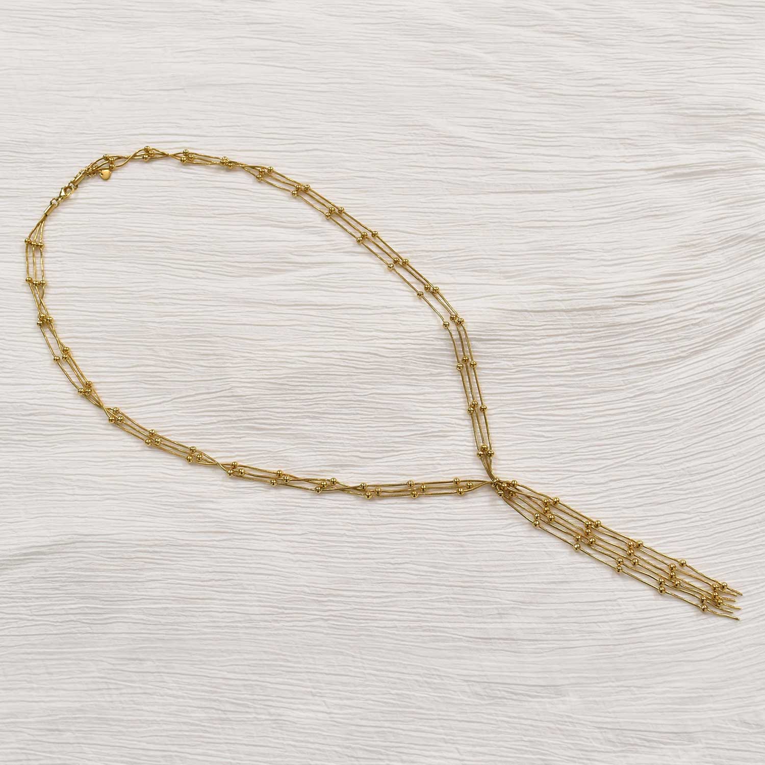 Tie gold beads necklace