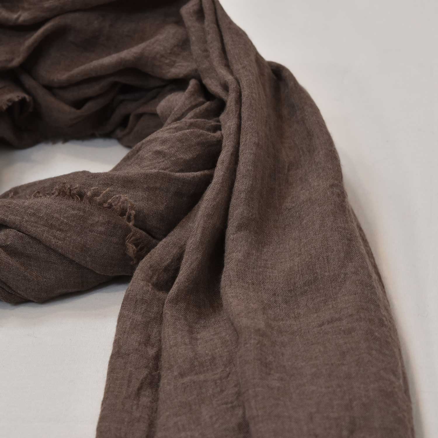 Brown Plain frayed scarf