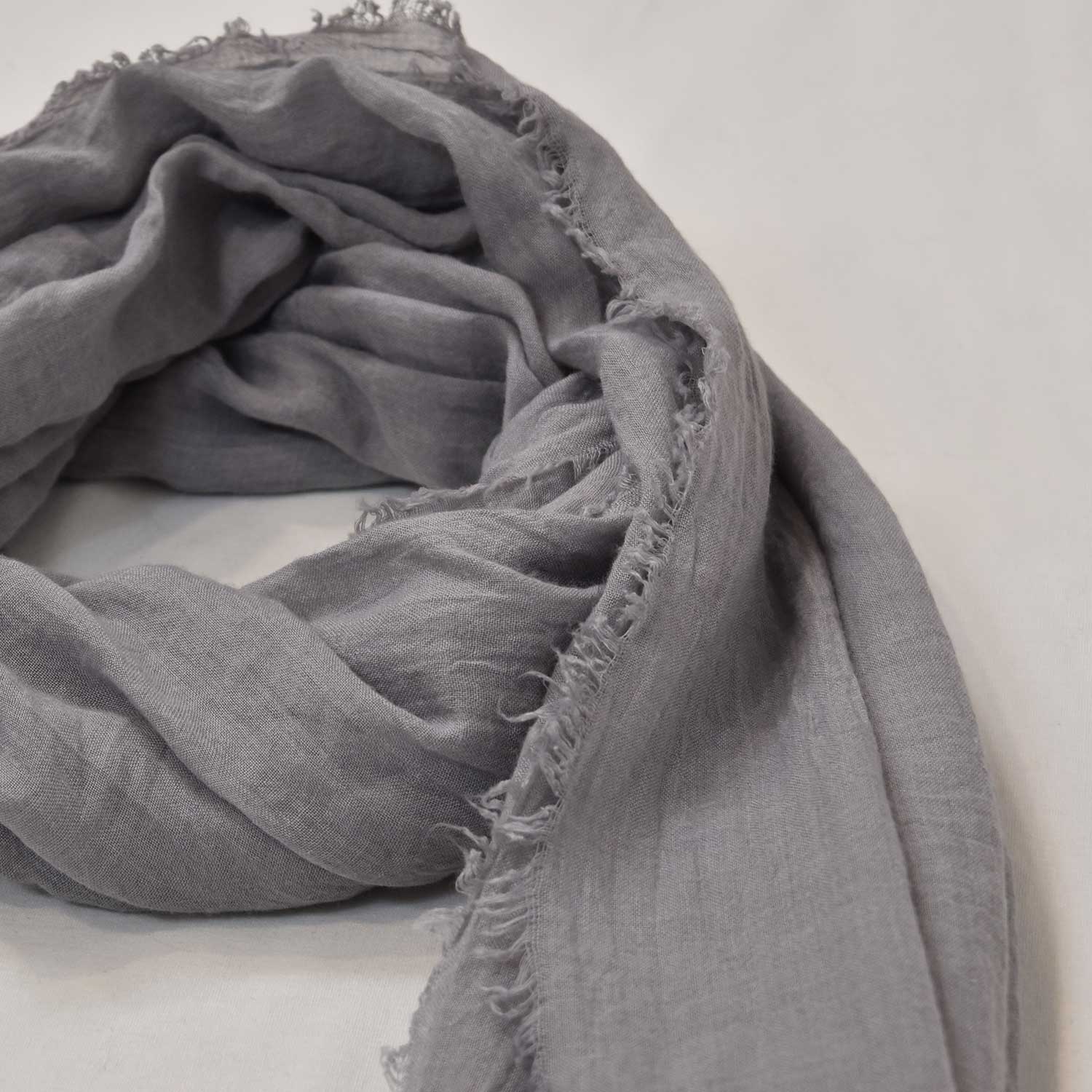Grey Plain frayed scarf