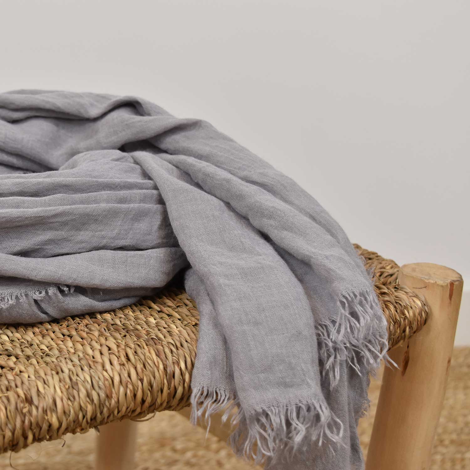 Grey Plain frayed scarf