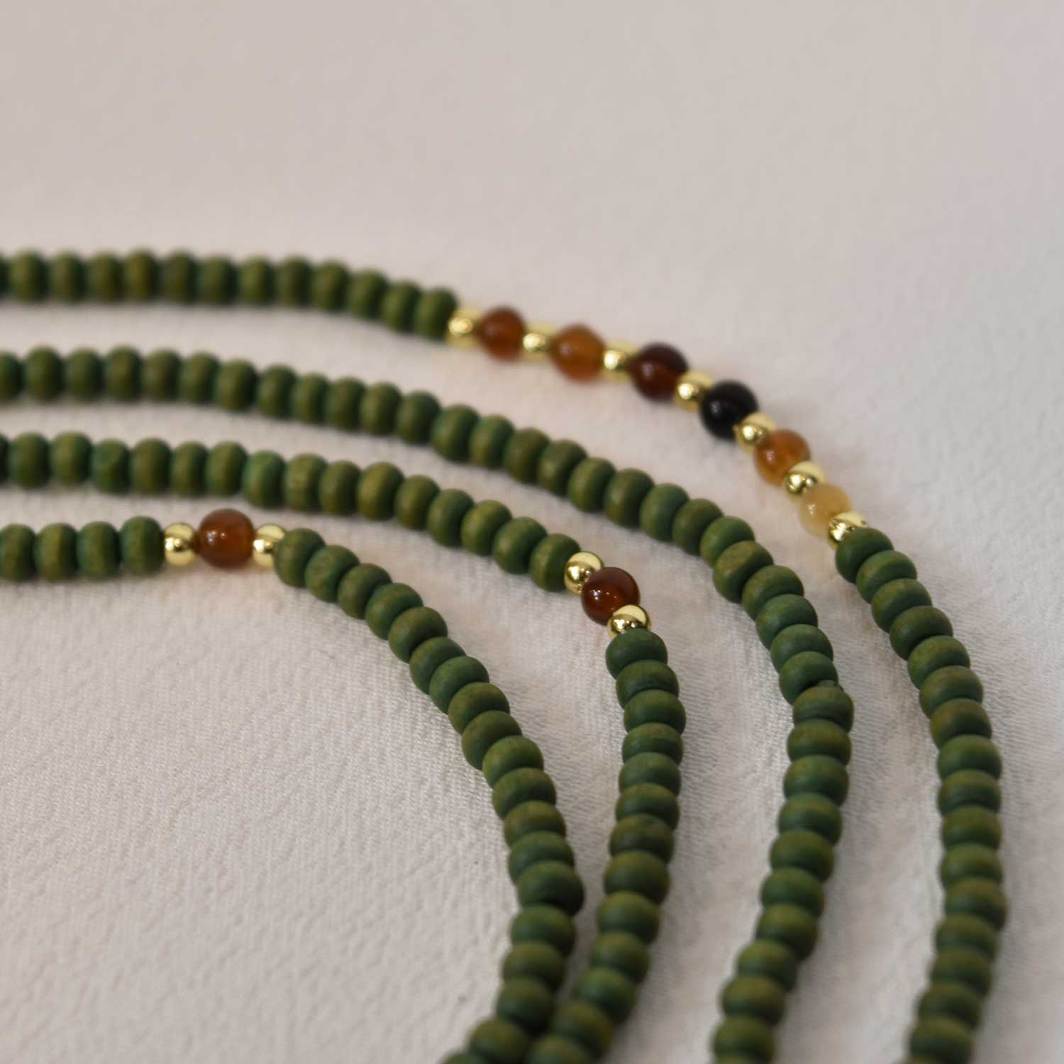 Green long beads necklace