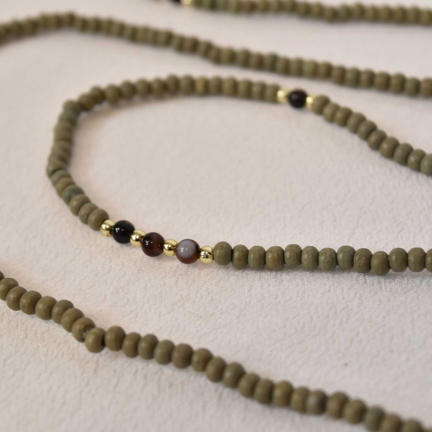 Kaki long beads necklace