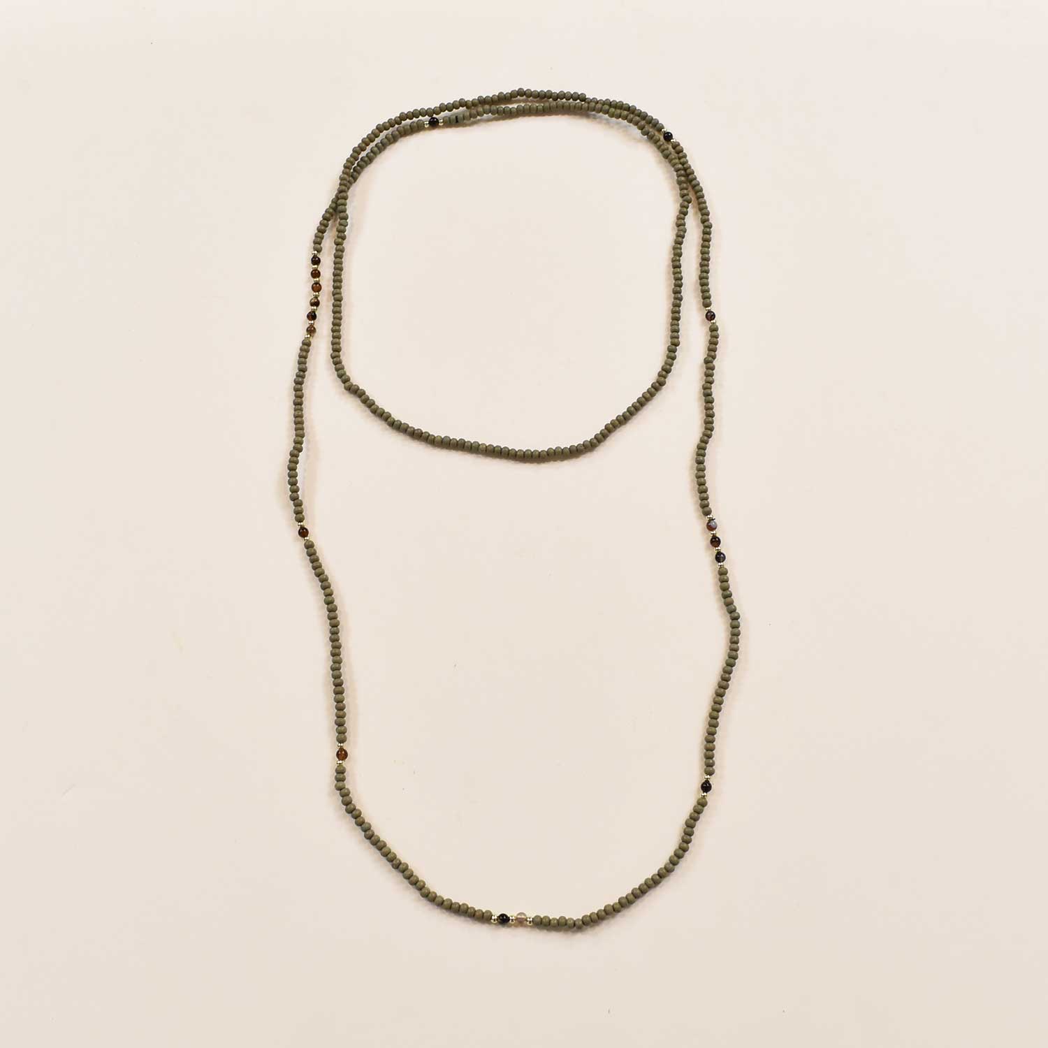 Kaki long beads necklace