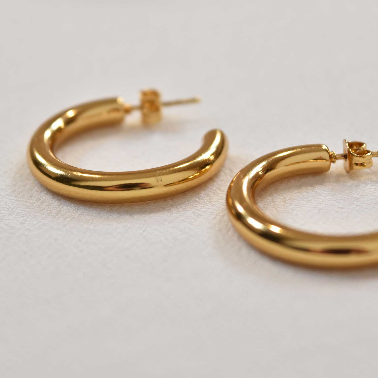 Gold plated steel hoop earrings
