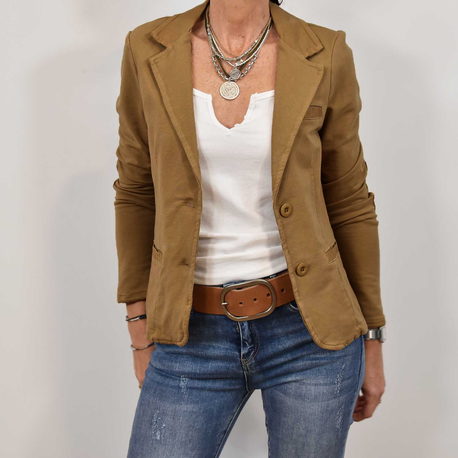 Blazer fit elastique camel