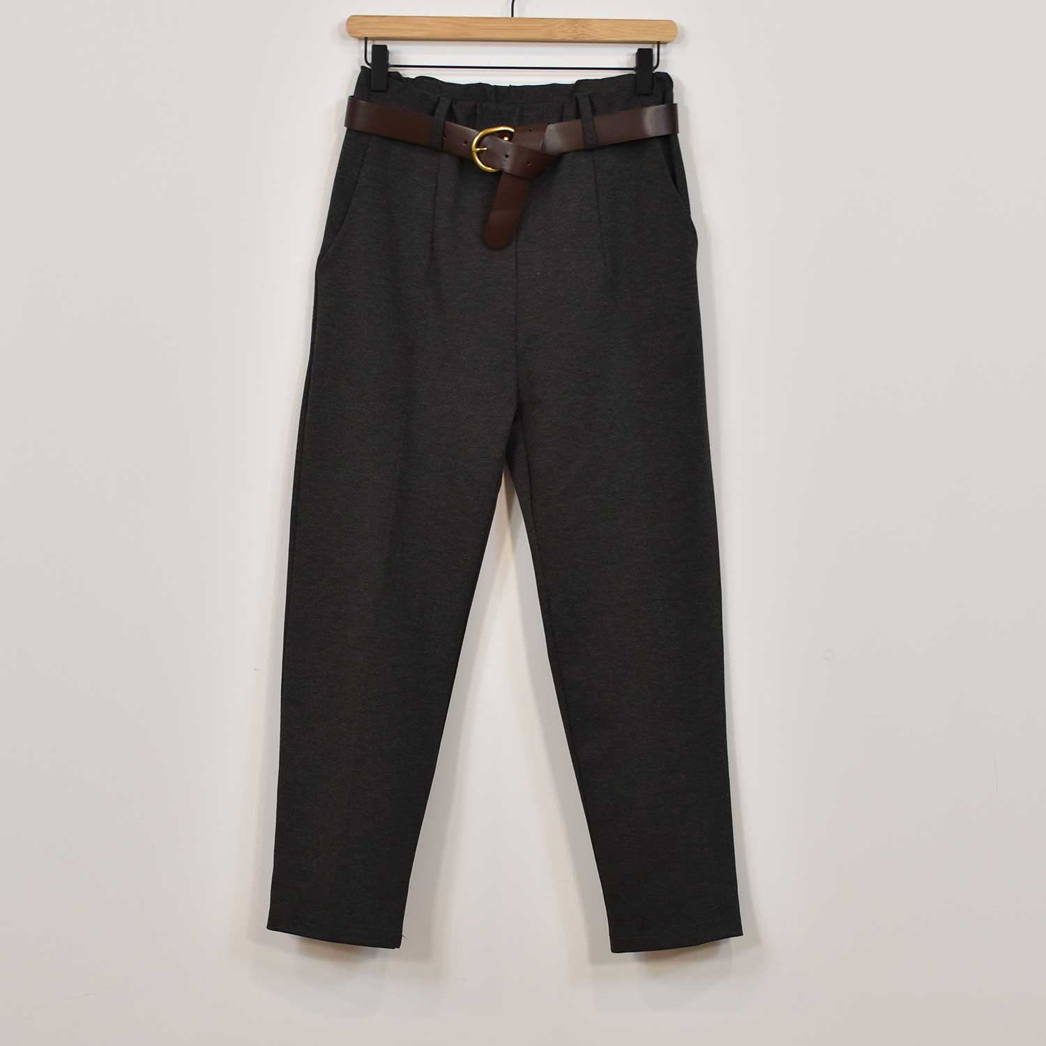 Pantalon élastiquée ceinture gris