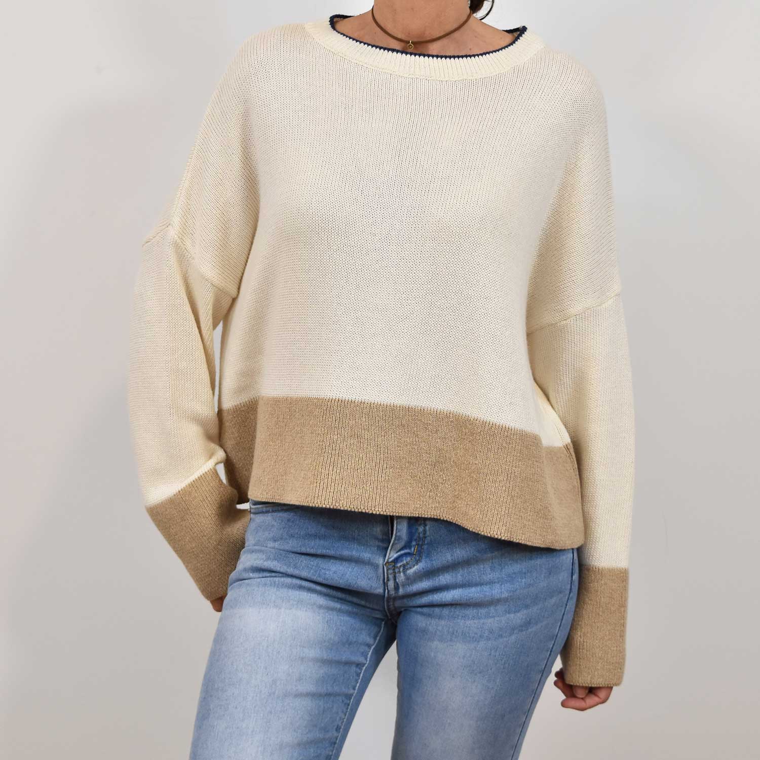 Beige bicolor sweater