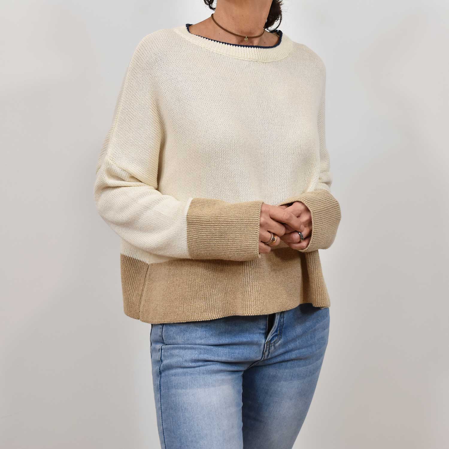 Beige bicolor sweater