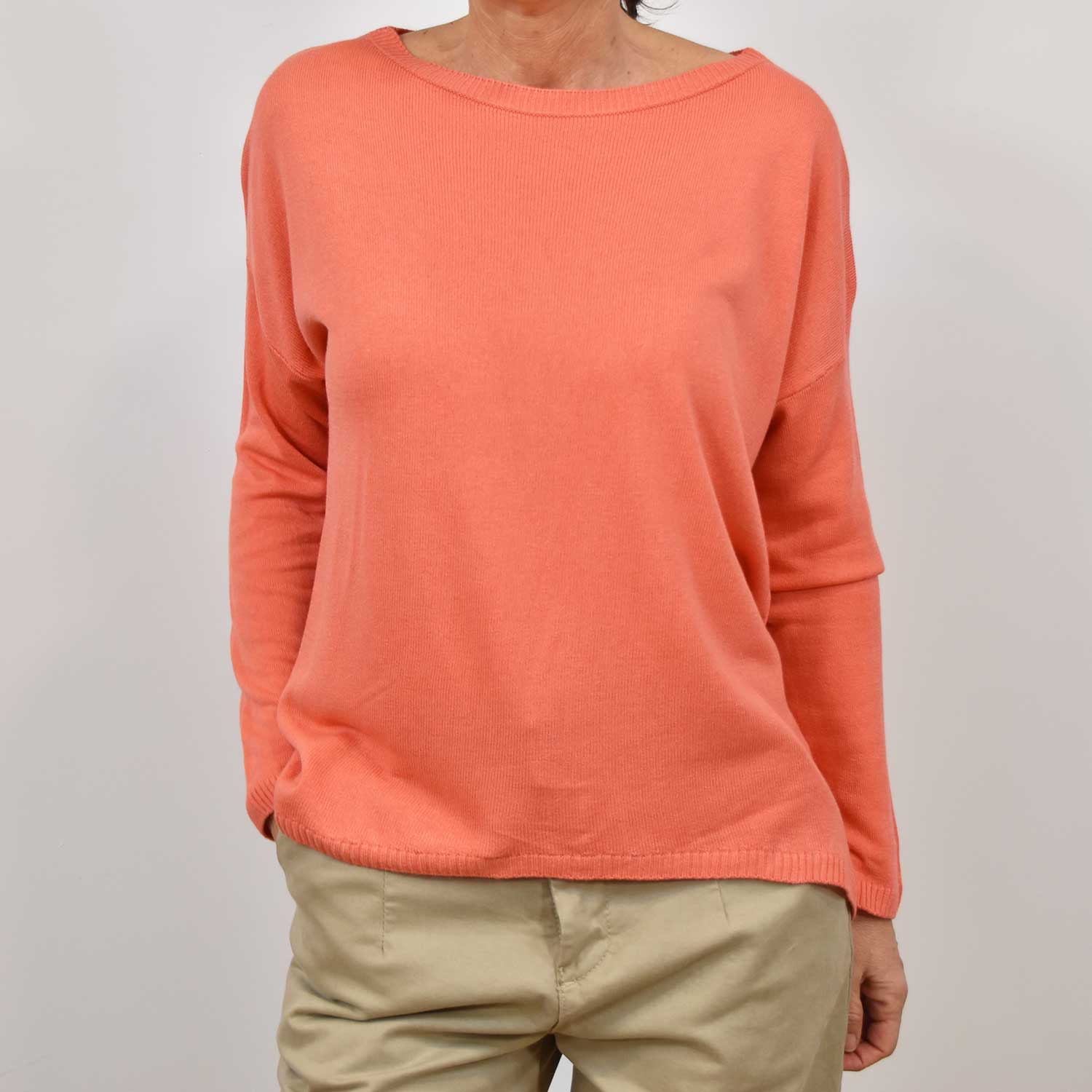 Coral Thin ribbed sweater