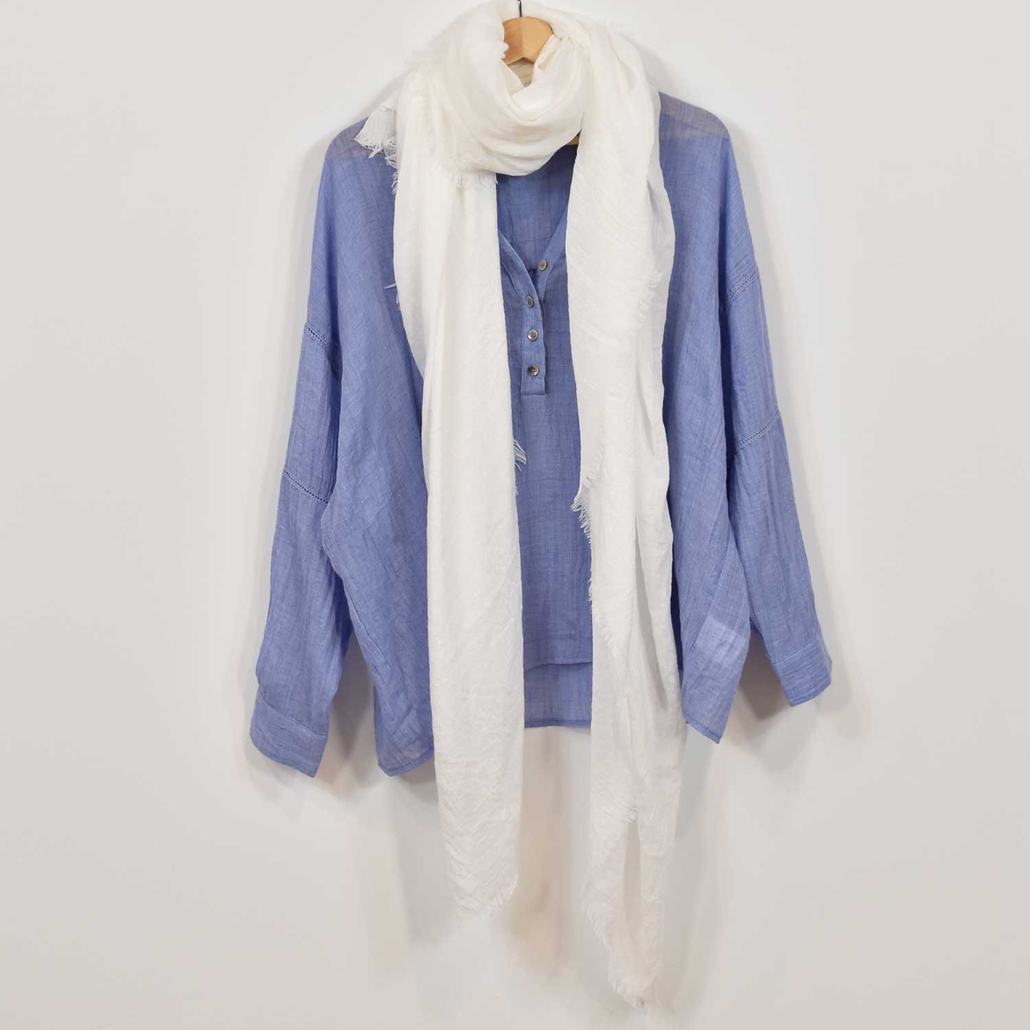 White Plain frayed scarf