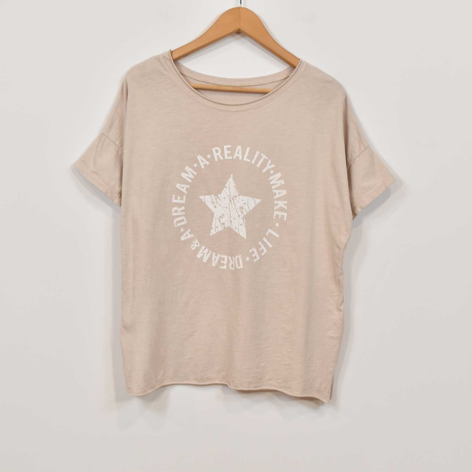 T-shirt à étoiles 'Dream' beige