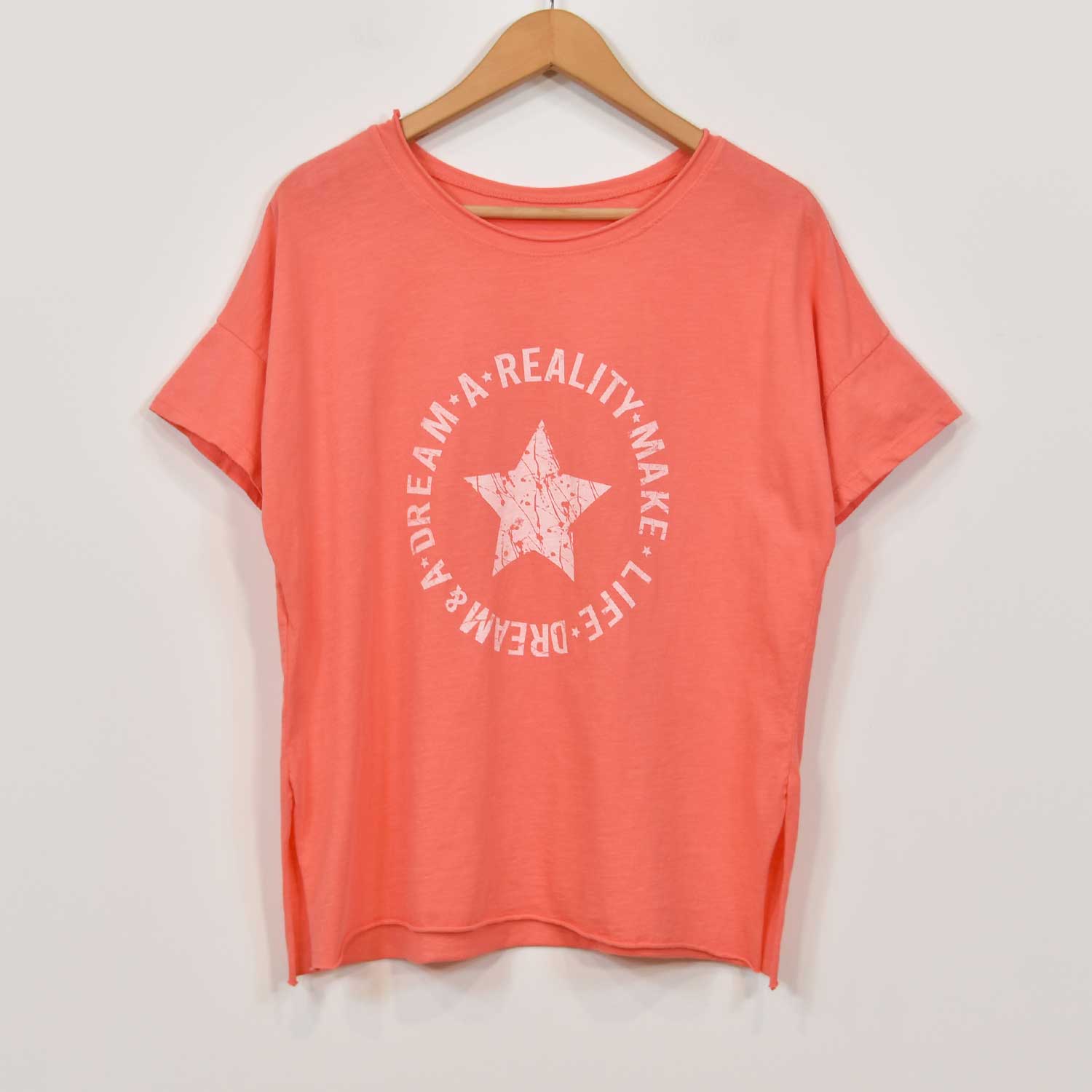 T-shirt à étoiles 'Dream' corail