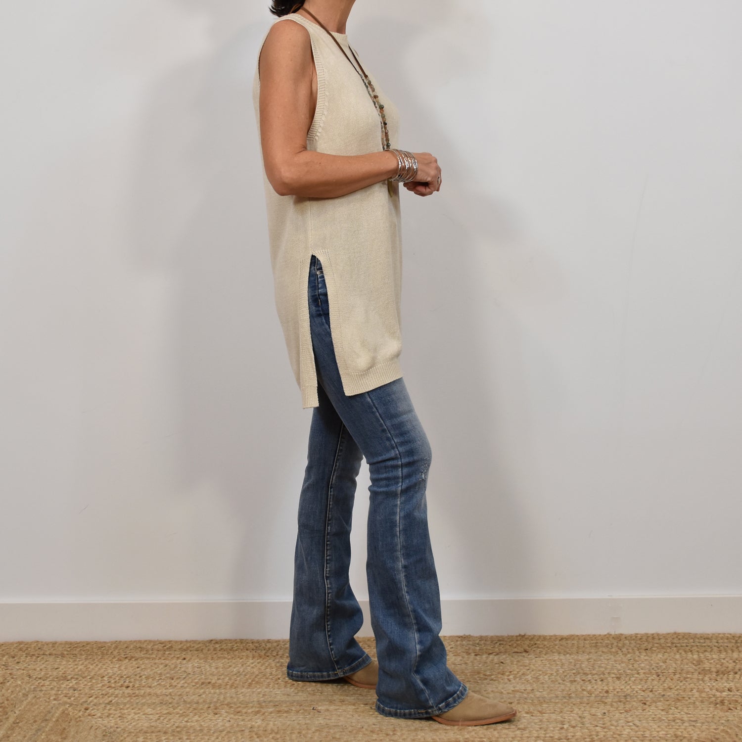 Gilet tricot beige