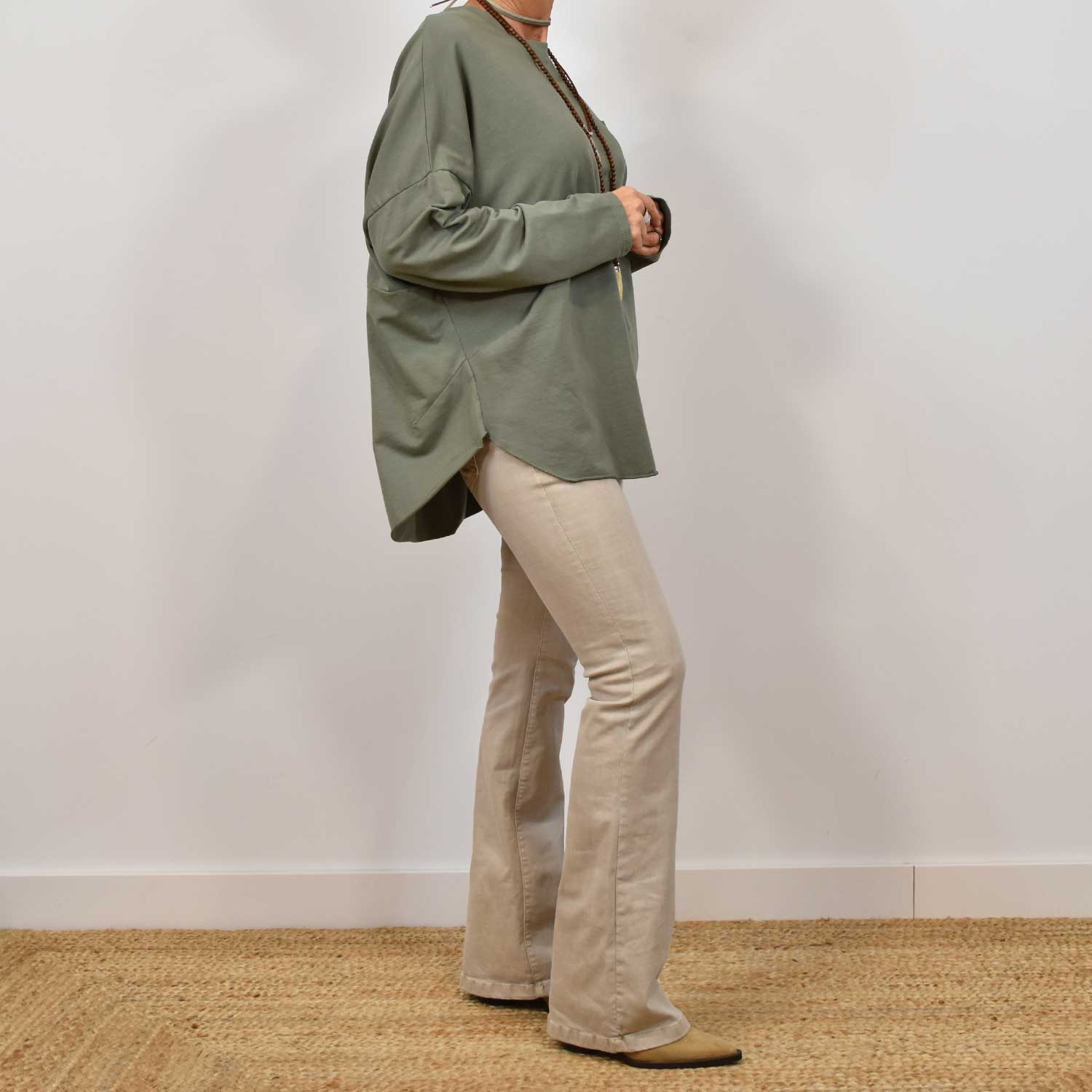 Green thin POCKET SWEATSHIRT
