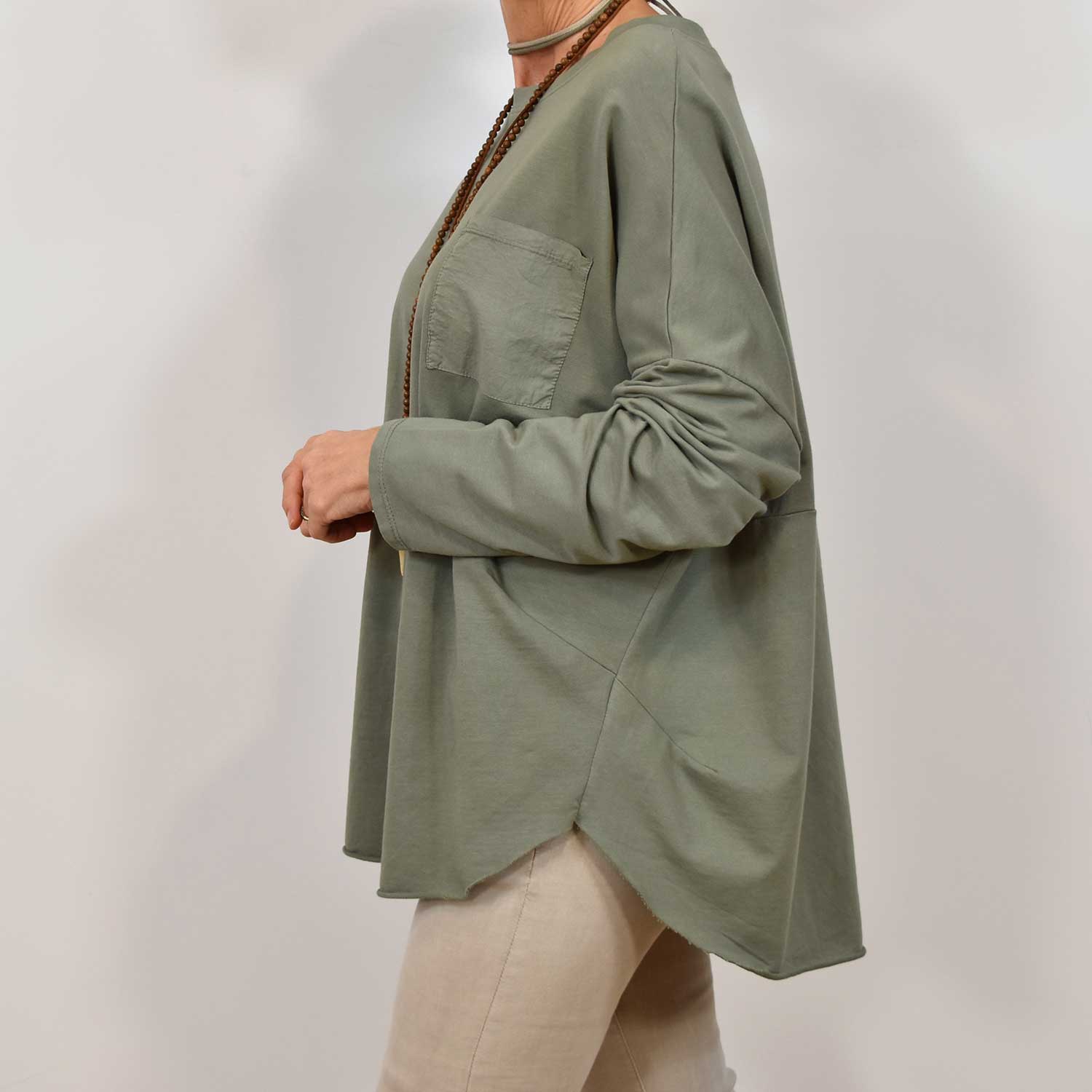 Green thin POCKET SWEATSHIRT
