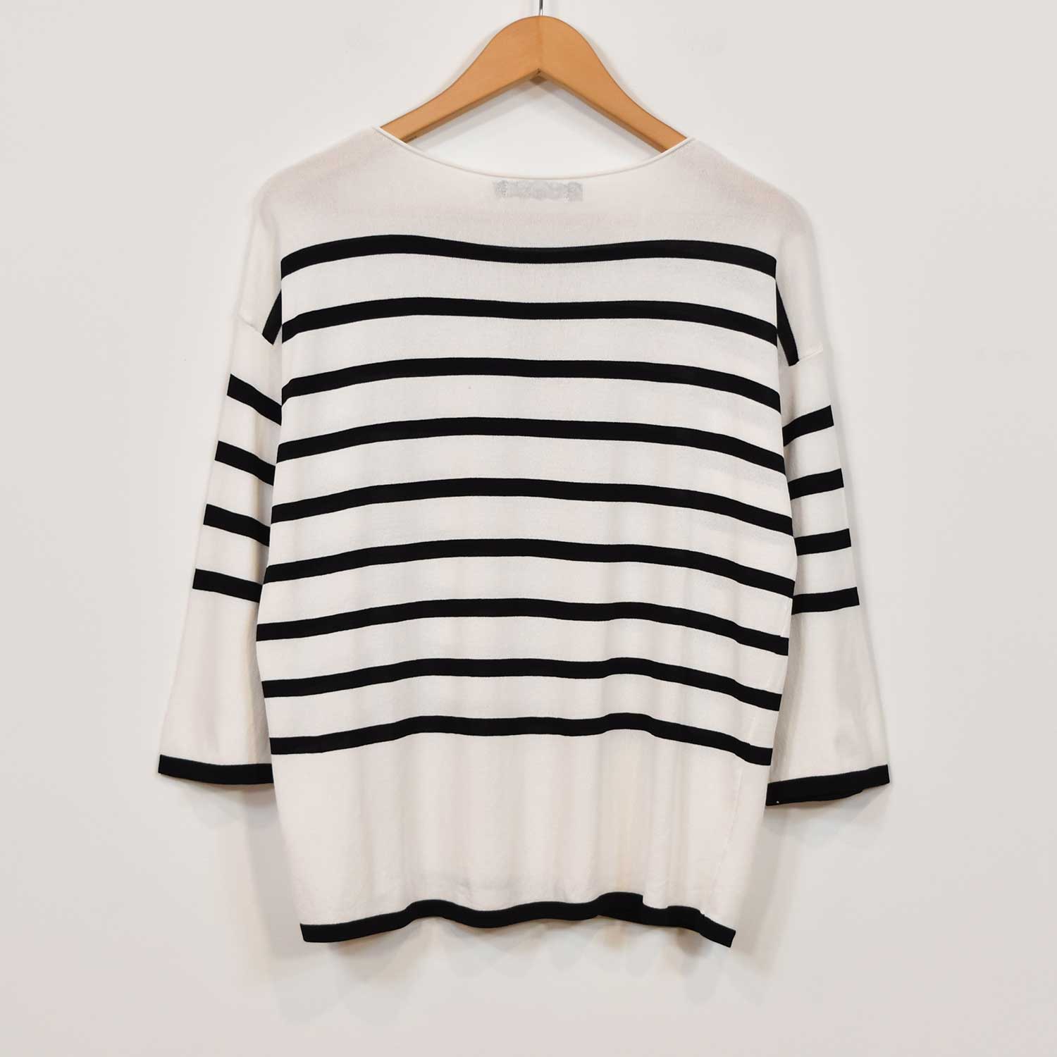 White fluid striped sweater