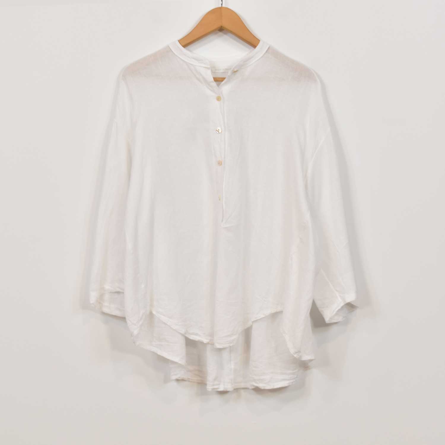 blouse mao en lin blanc