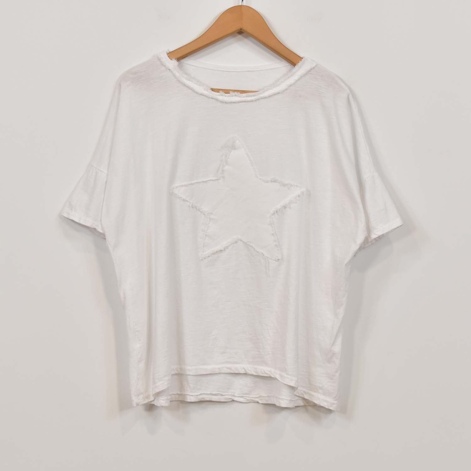 Camiseta estrella flecos blanca