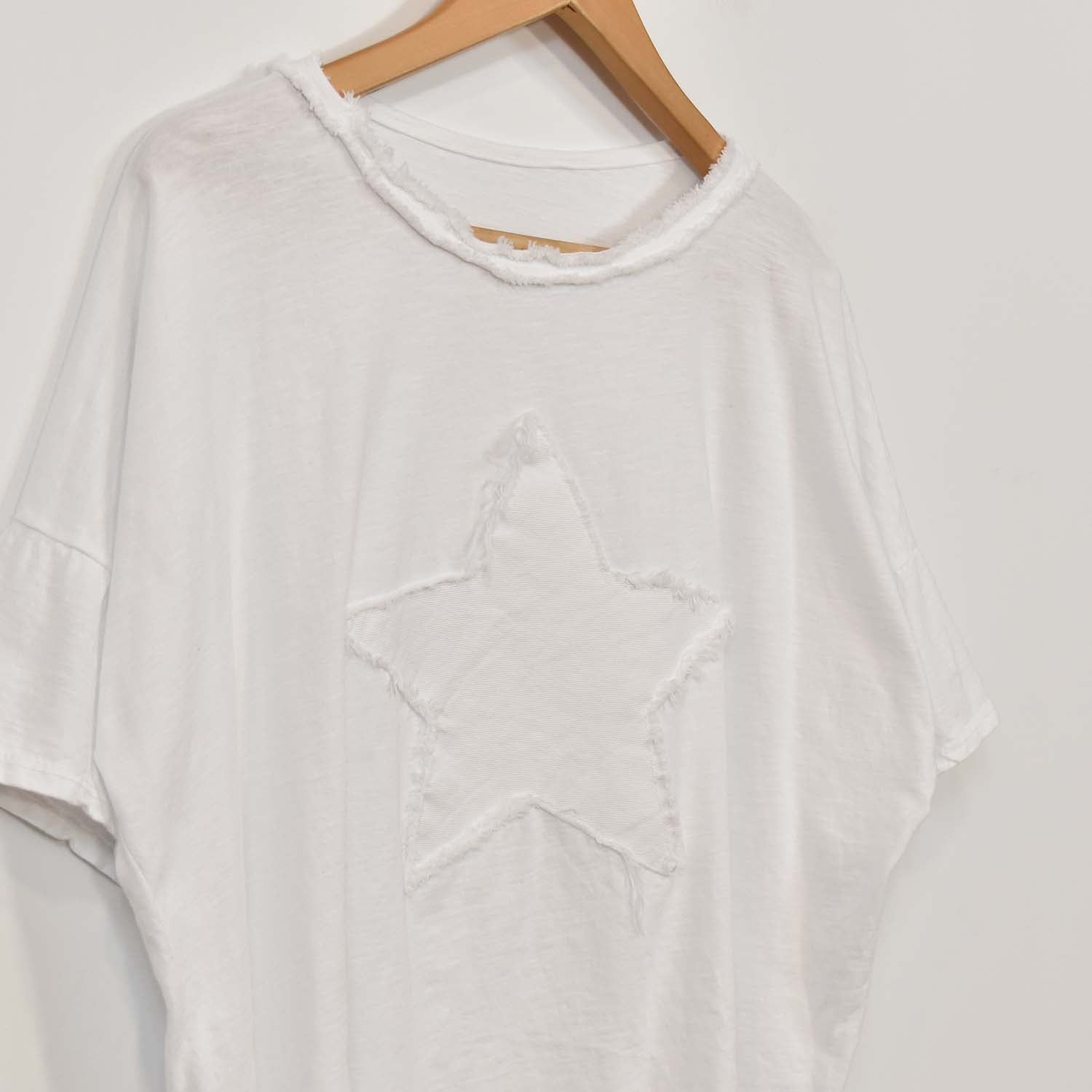 T-shirt à étoiles frangées blanc