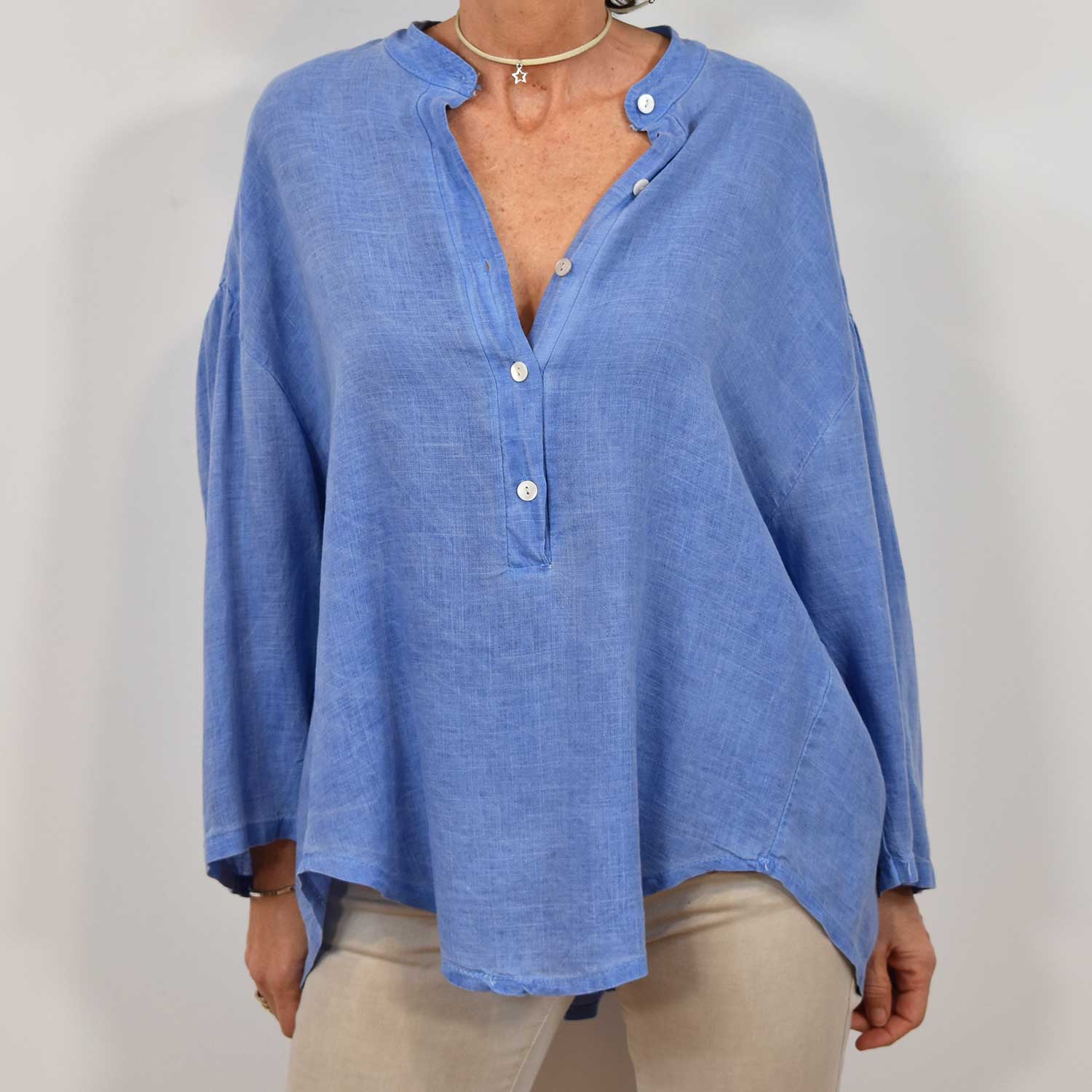 Blue mao linen blouse