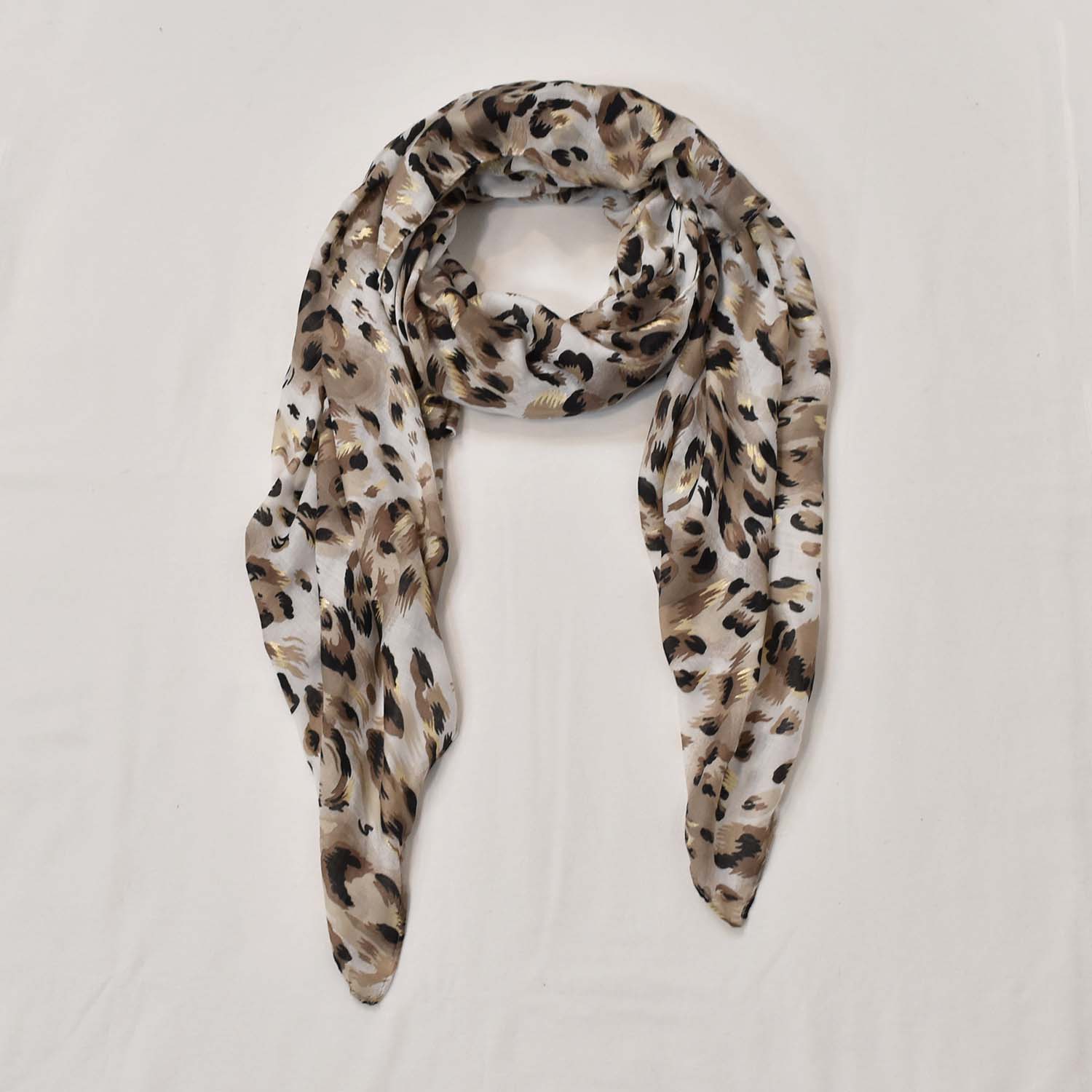 Fular leopardo brillo beige