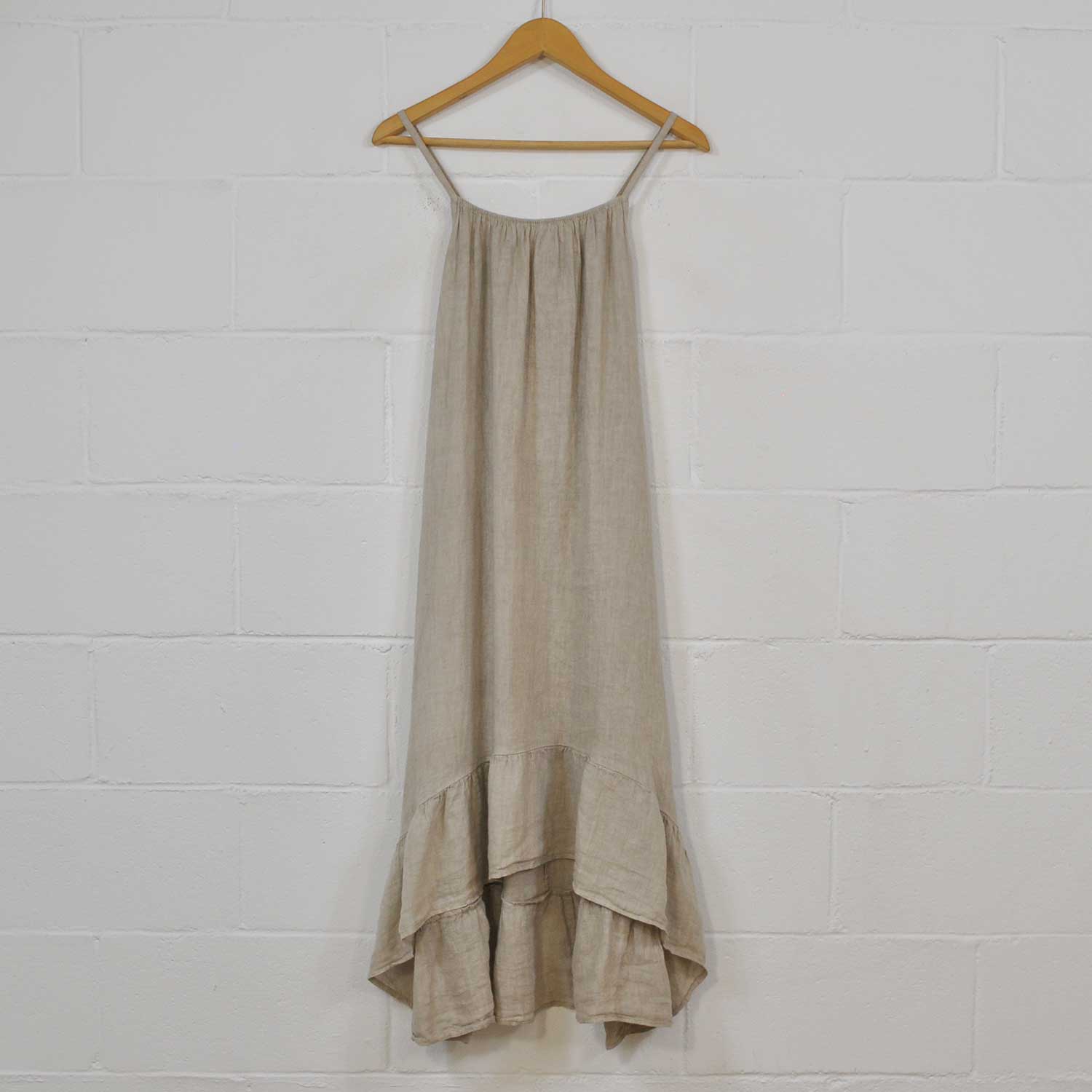 Beige asymmetrical linen dress