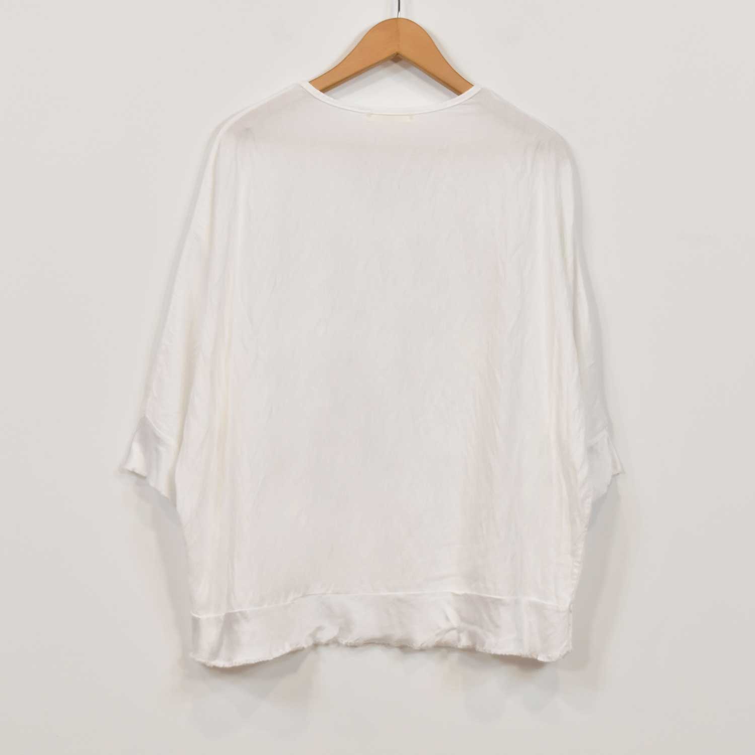blouse satin effilochée blanc