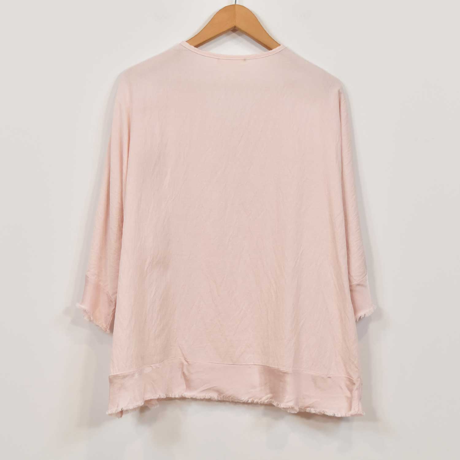blouse satin effilochée rose