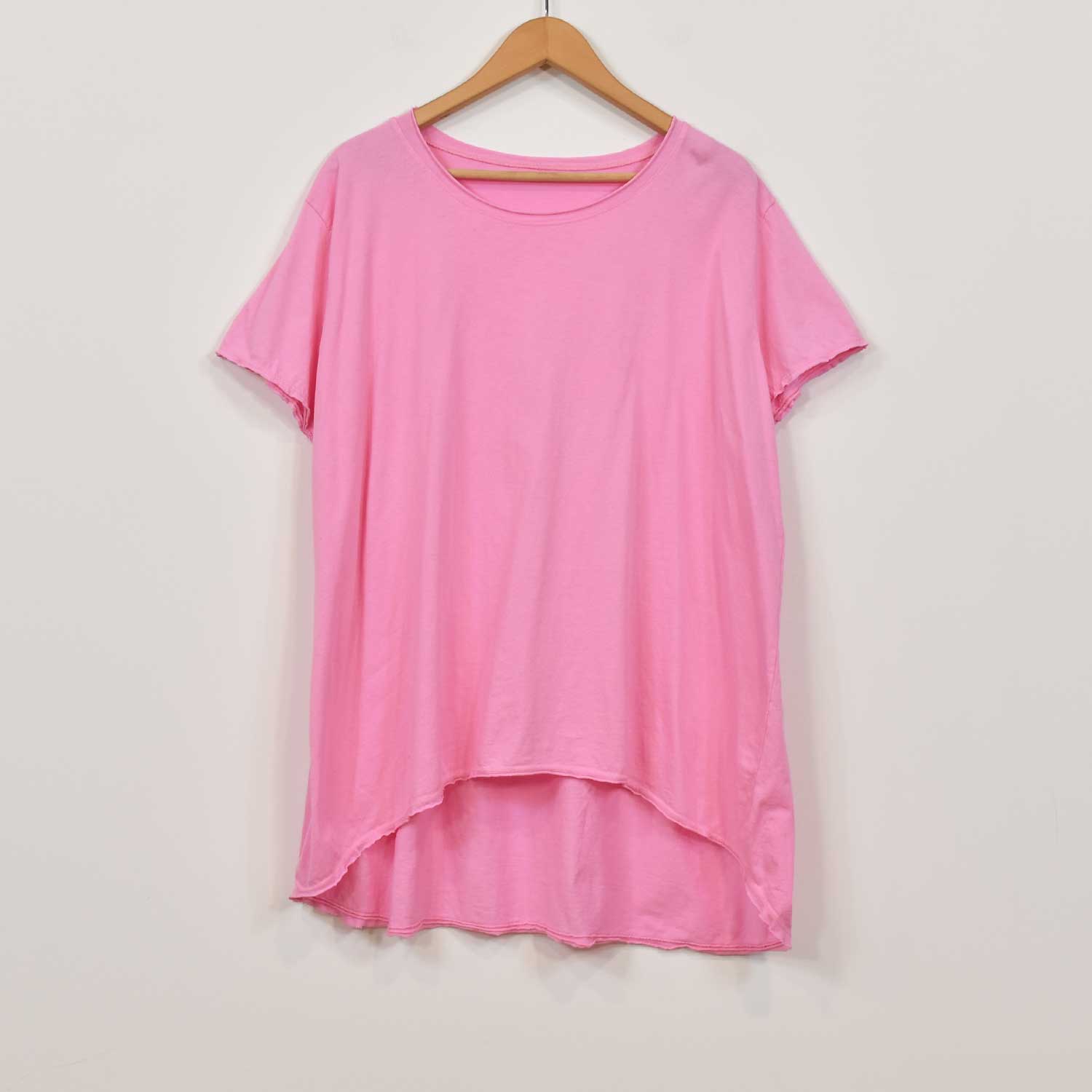 T-shirt de base asymétrique court rose