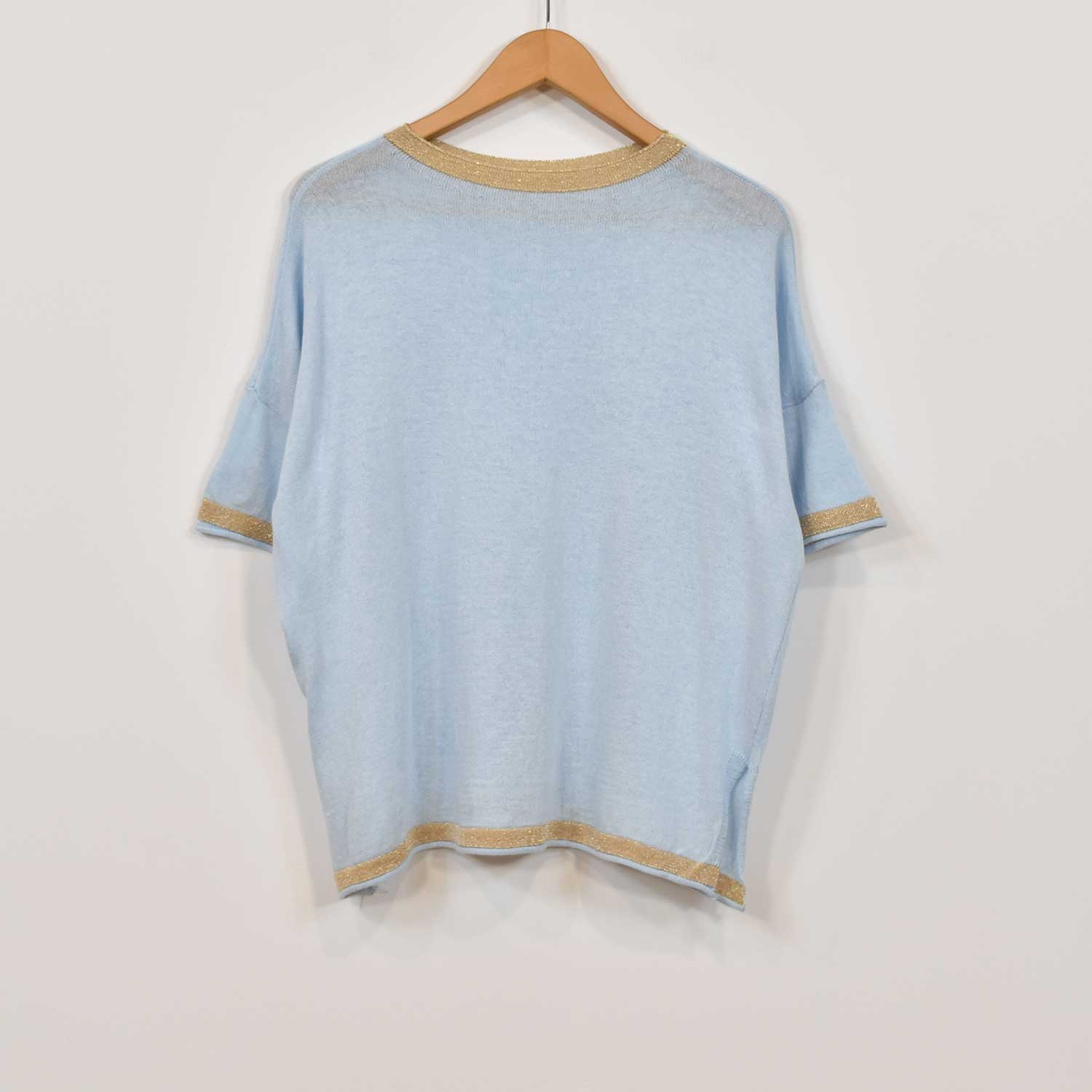 Blue shiny trim sweater