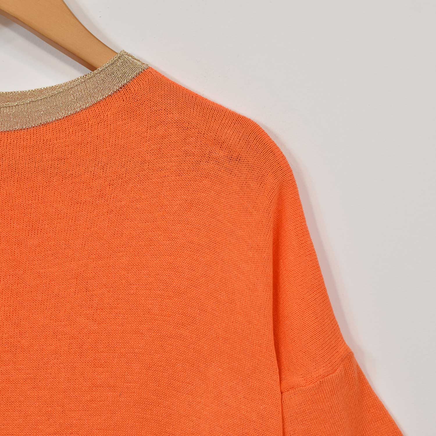 Orange shiny trim sweater