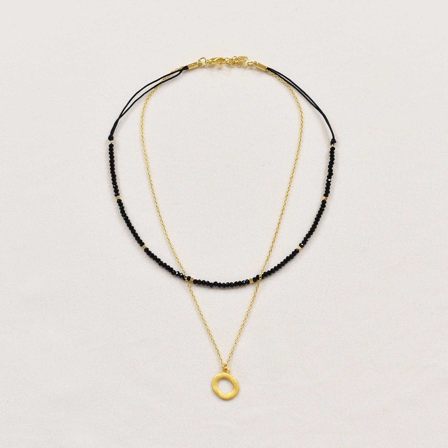 black double circle necklace