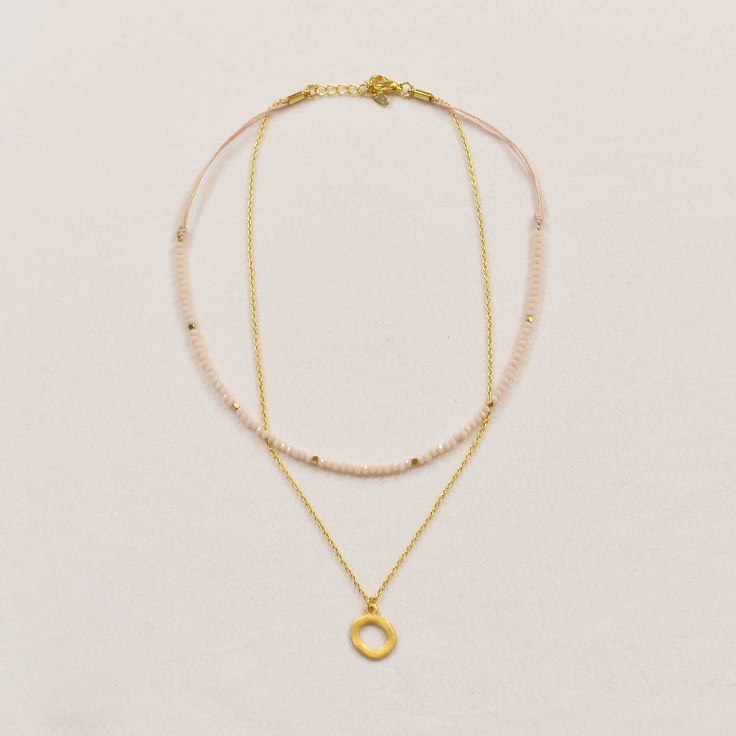 Pink double circle necklace