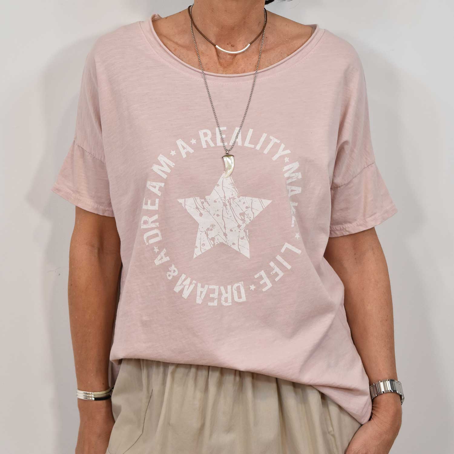 Camiseta estrella 'Dream' rosa